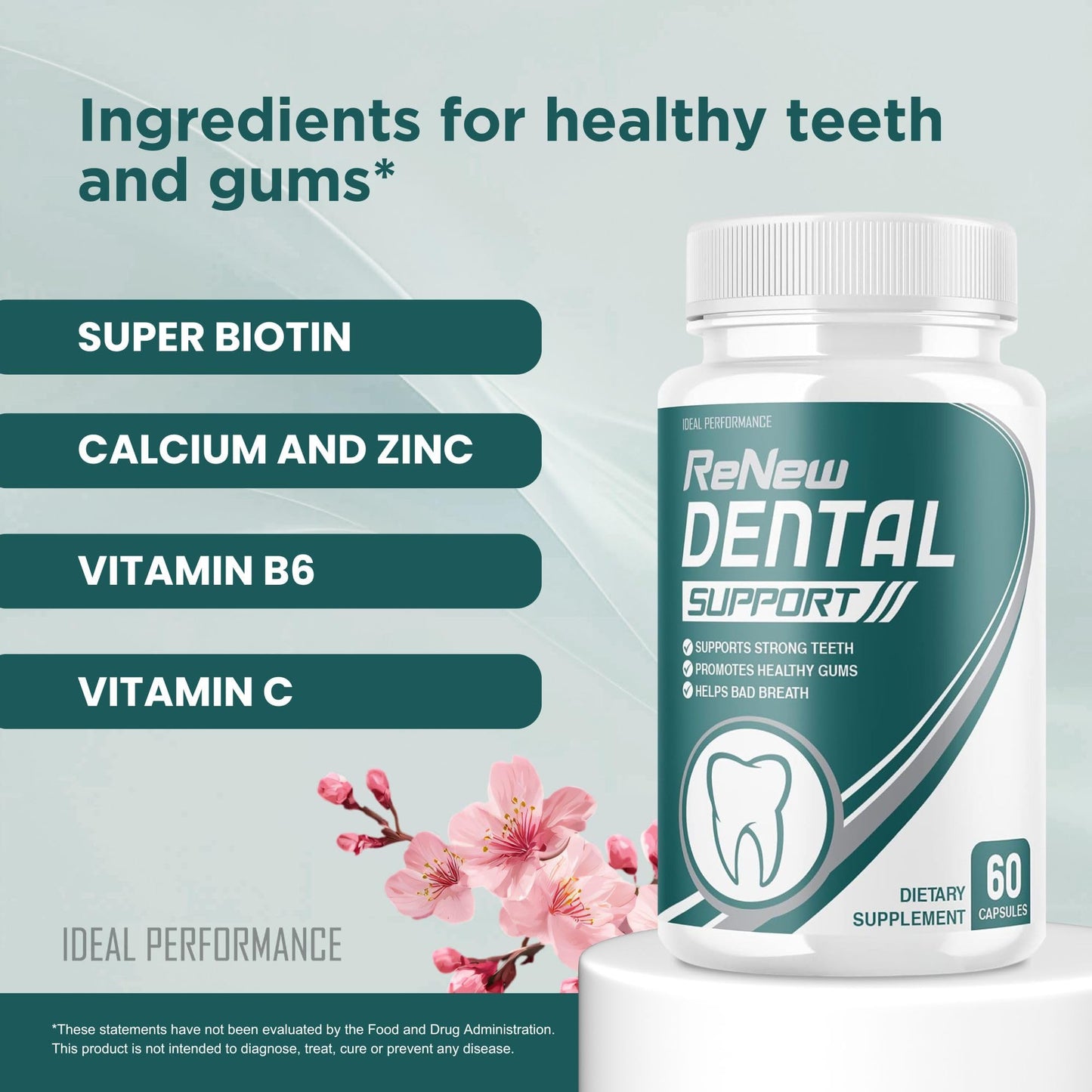 IDEAL PERFORMANCE Renew Dental Support Pills Cleanser Capsules 60 Count