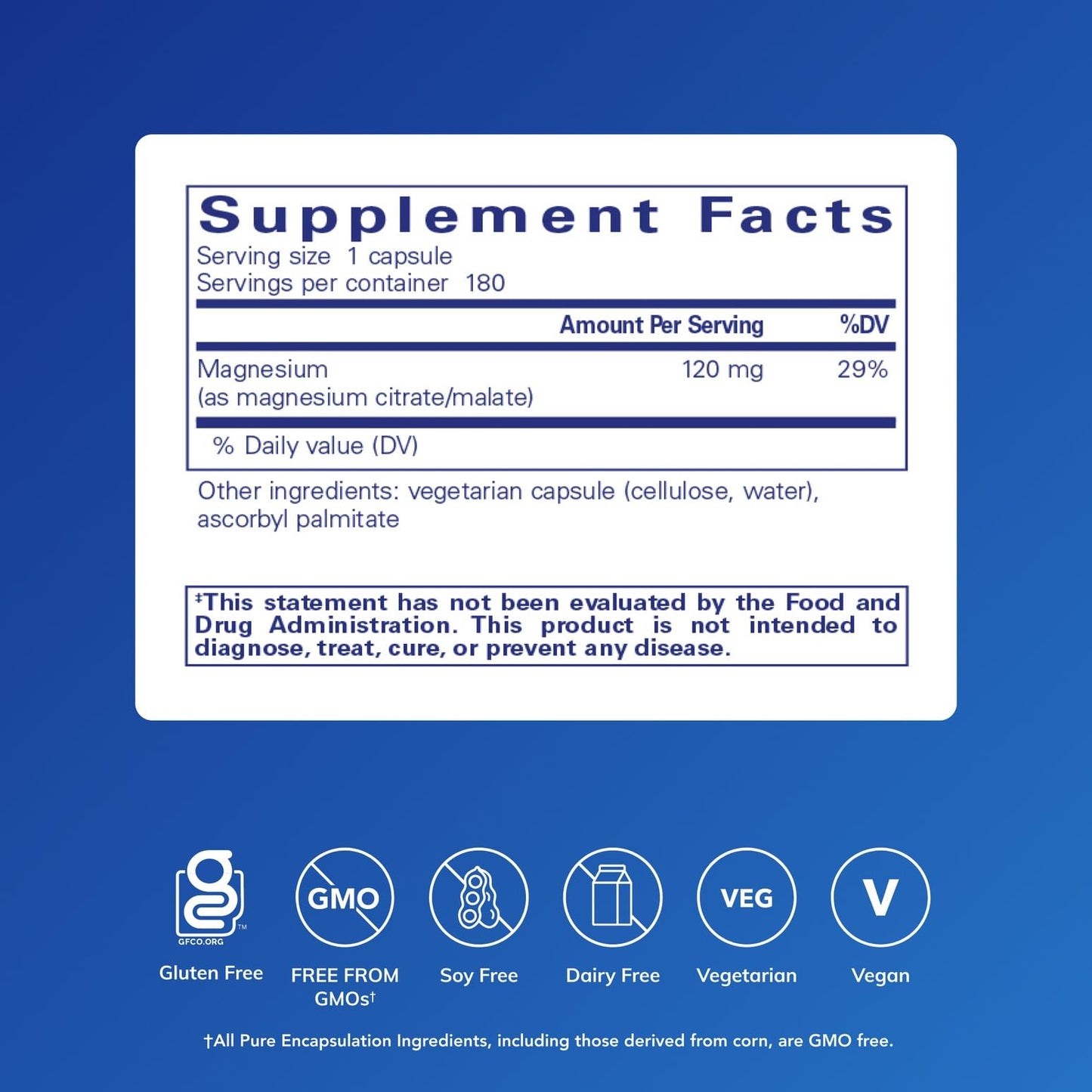 Pure Encapsulations Magnesium (Citrate/Malate) Capsules 180 Count