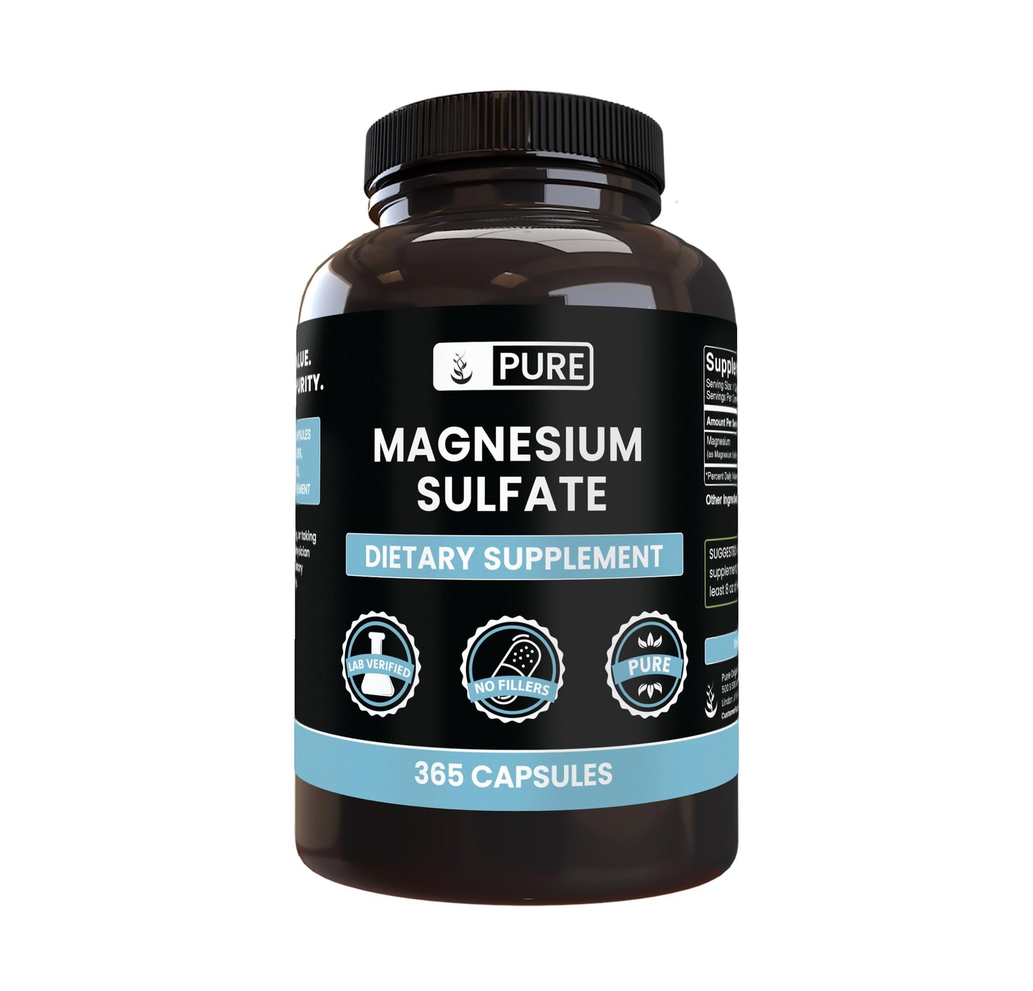 Pure Organic Ingredients Magnesium Sulfate Capsules 365