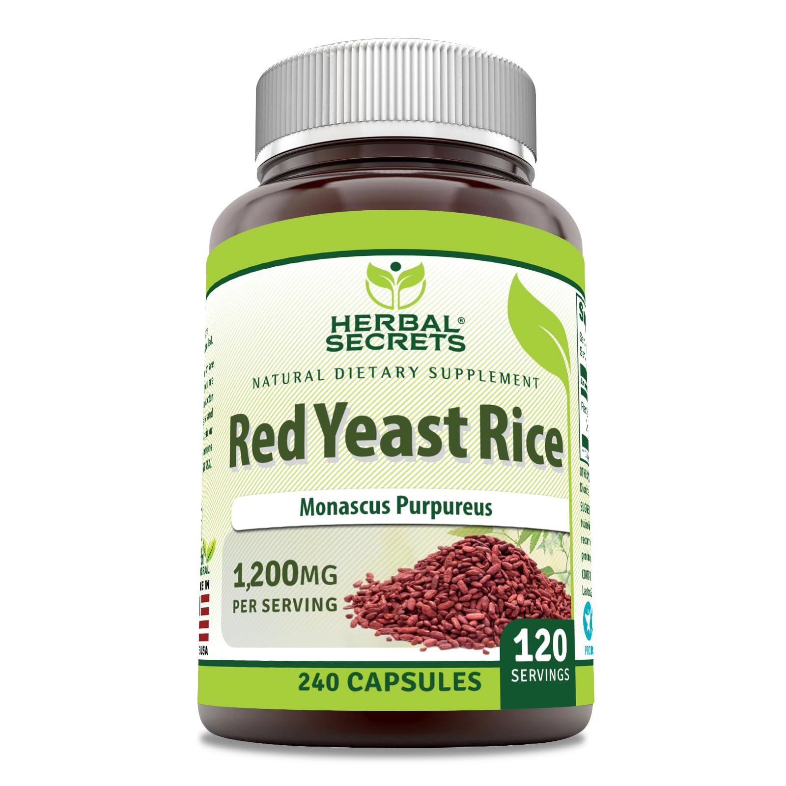 Herbal Secrets Red Yeast Rice 1200 Mg per Serving, 240 Veggie Capsules