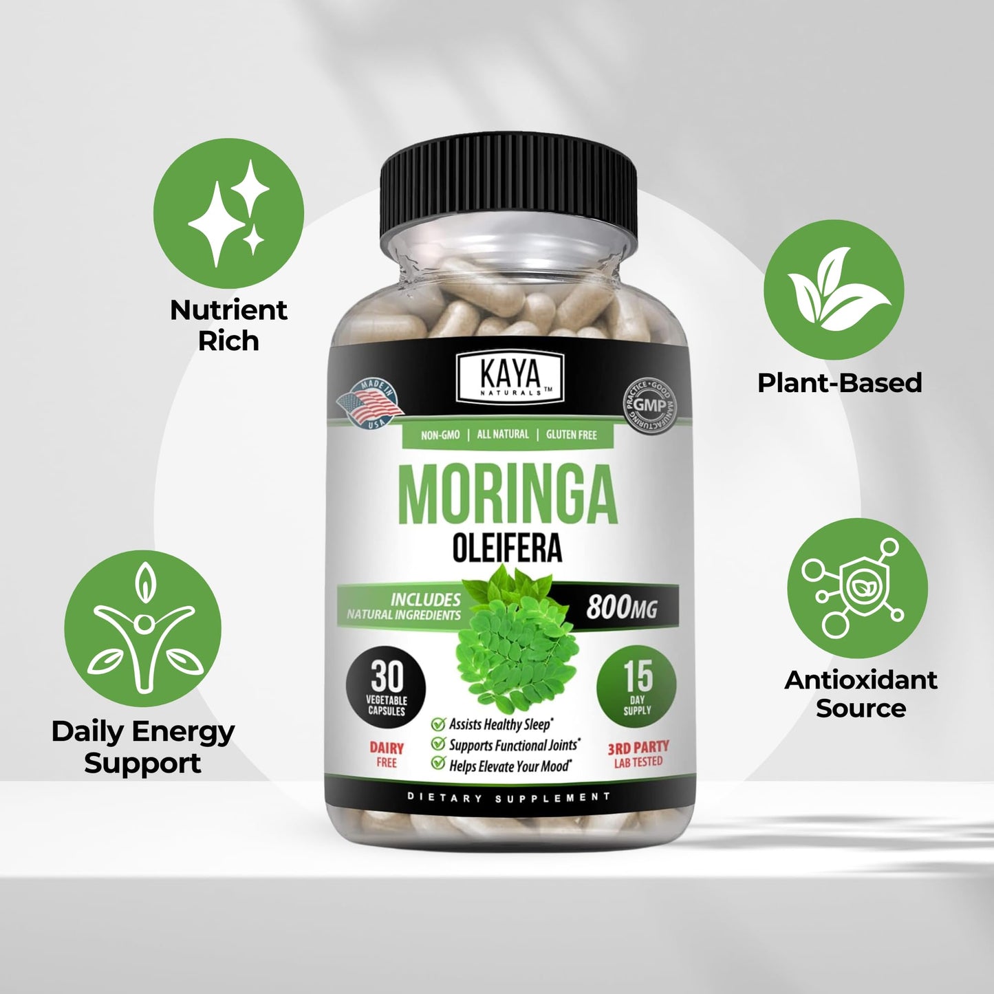 Kaya Naturals Moringa Leaf Extract Capsule, 30 Count