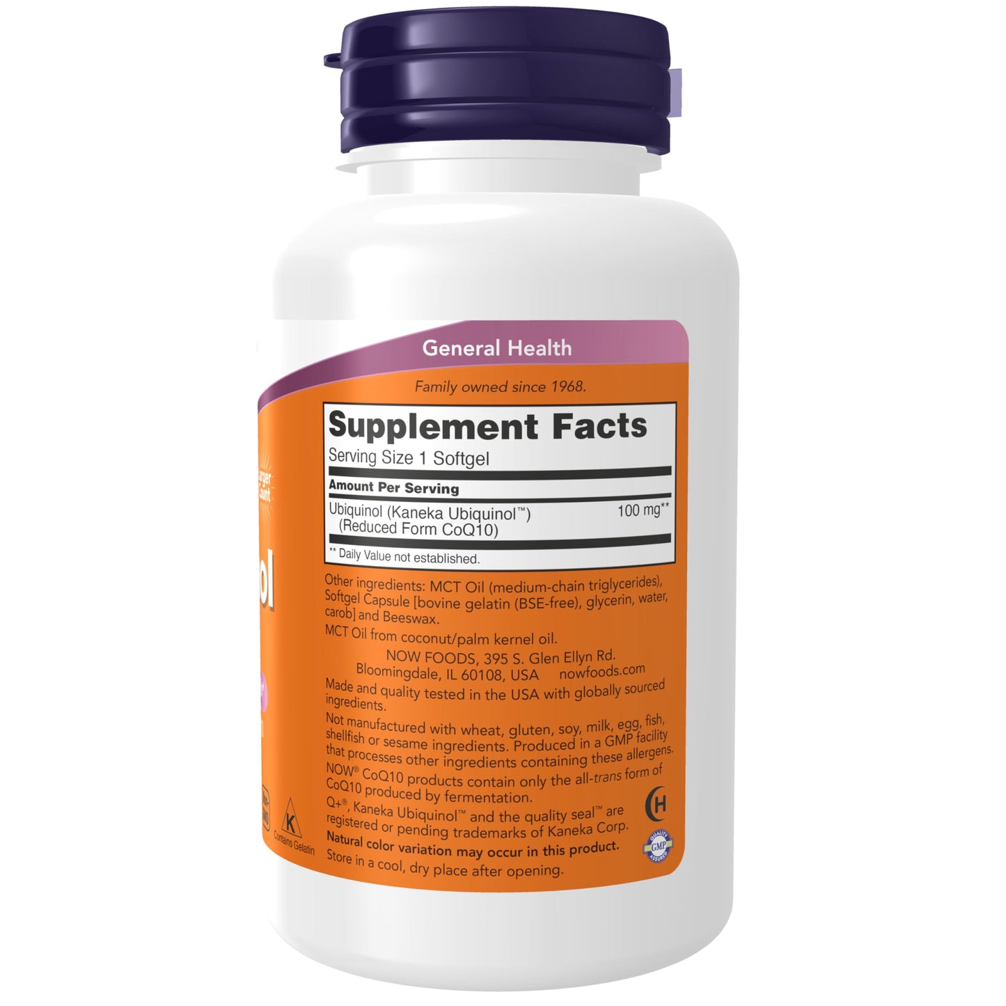NOW Foods Ubiquinol 100 mg High Bioavailability (the Active Form of CoQ10), Softgels, 120 Count