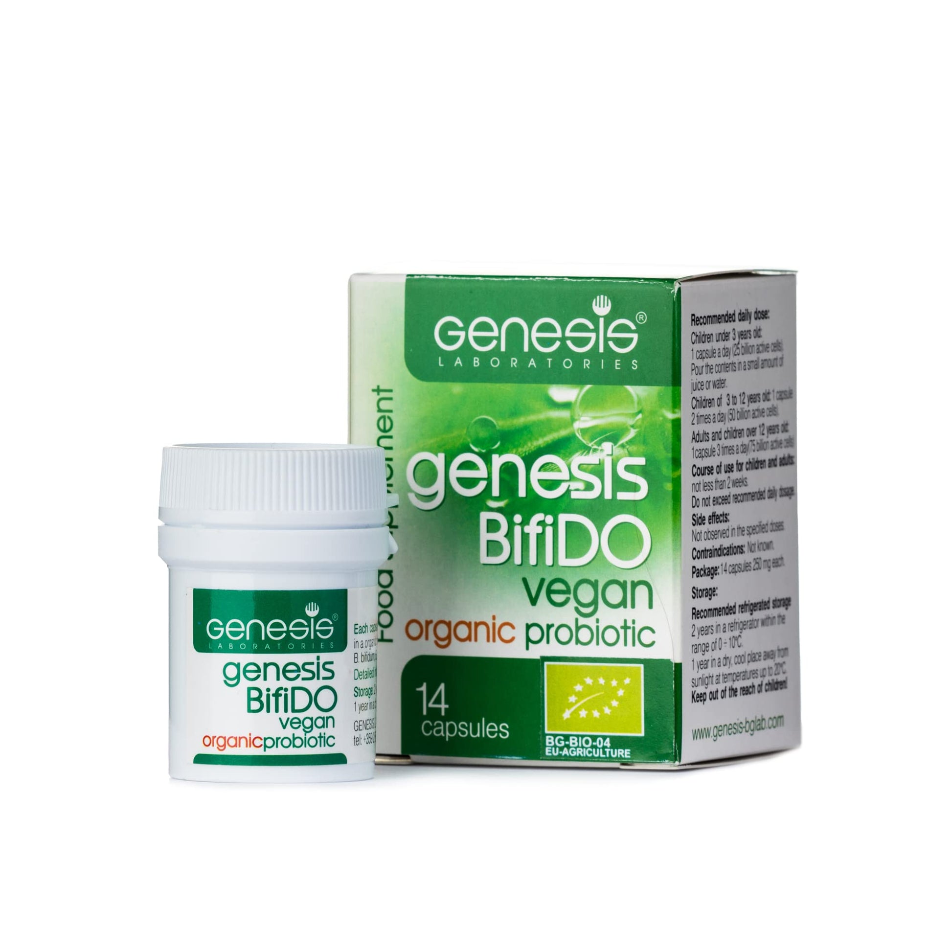 Genesis LABORATORIES Bifido Bio Vegan Probiotic with Lactobacillus and Bifidobacterium Strains 250 Mg per Capsule 14 Count