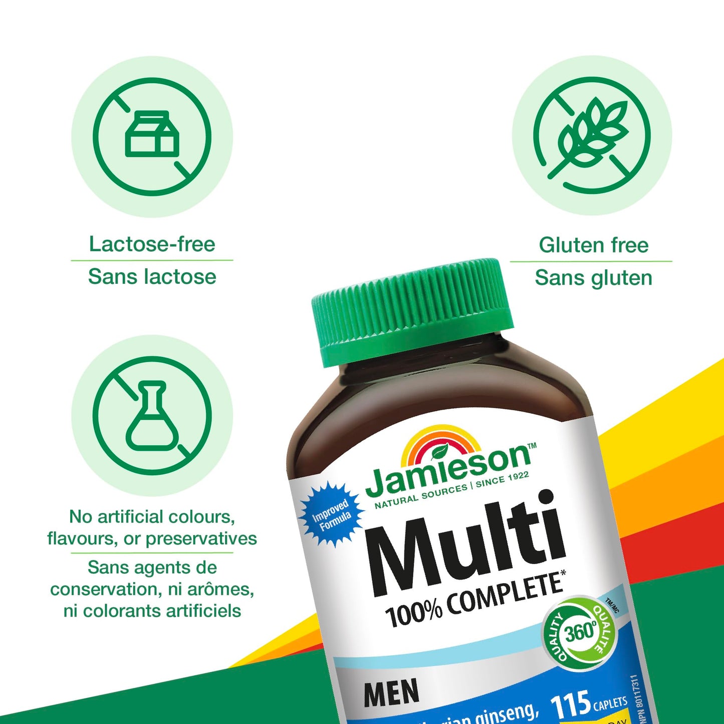 Jamieson 100% Complete Multivitamin for Men Caplets 115 Count