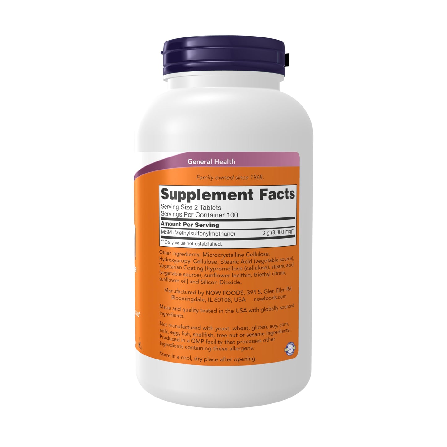 NOW Foods MSM (Methylsulfonylmethane) Tablet, 200 Tablets