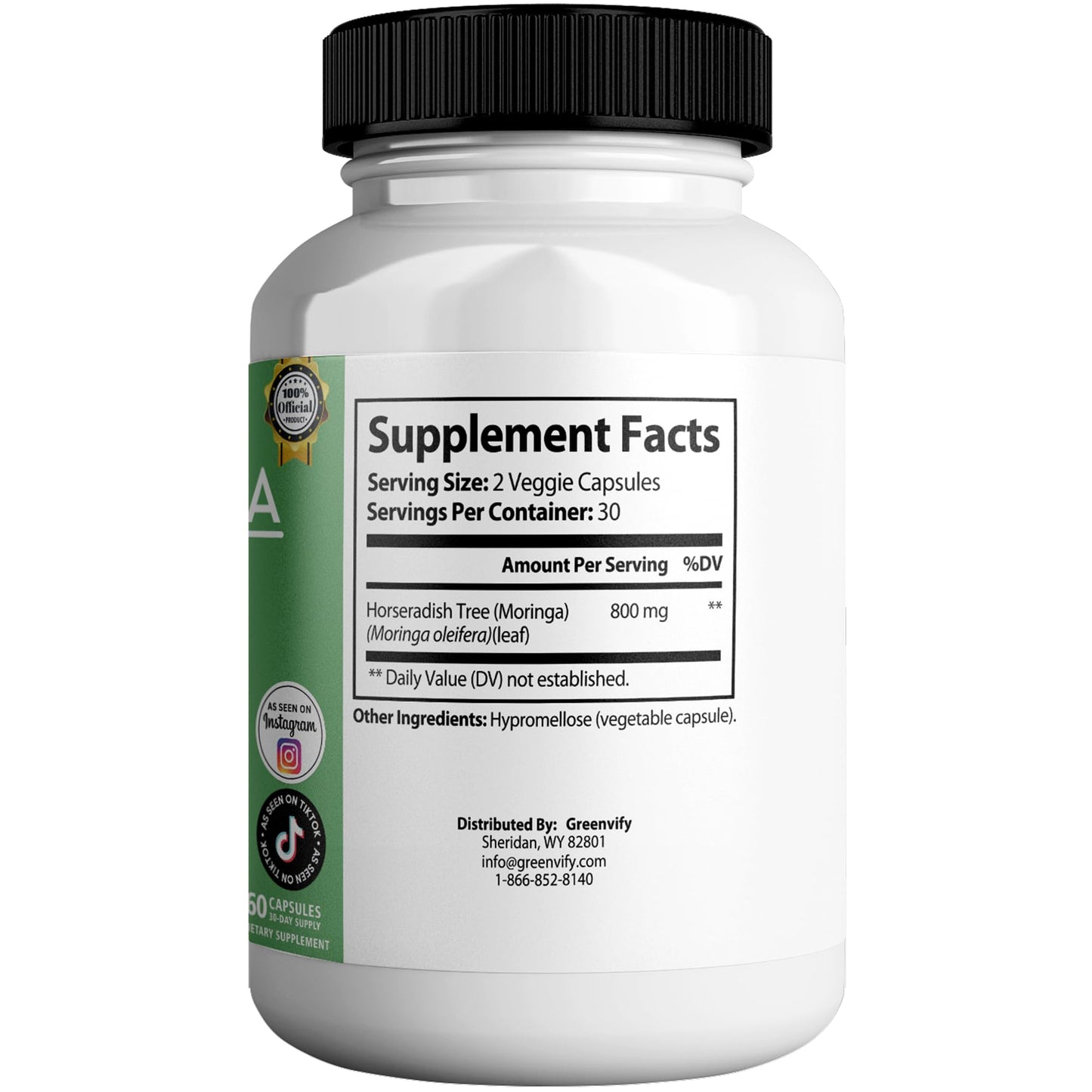 GREENVIFY Moringa Max Leaf Powder Supplement Capsules 300