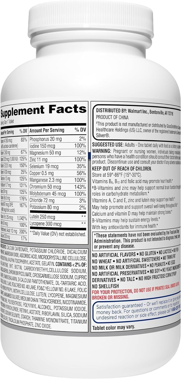 Generic Equate Mature Adult 50+ One Daily Complete Multivitamin Tablet, 400 Count