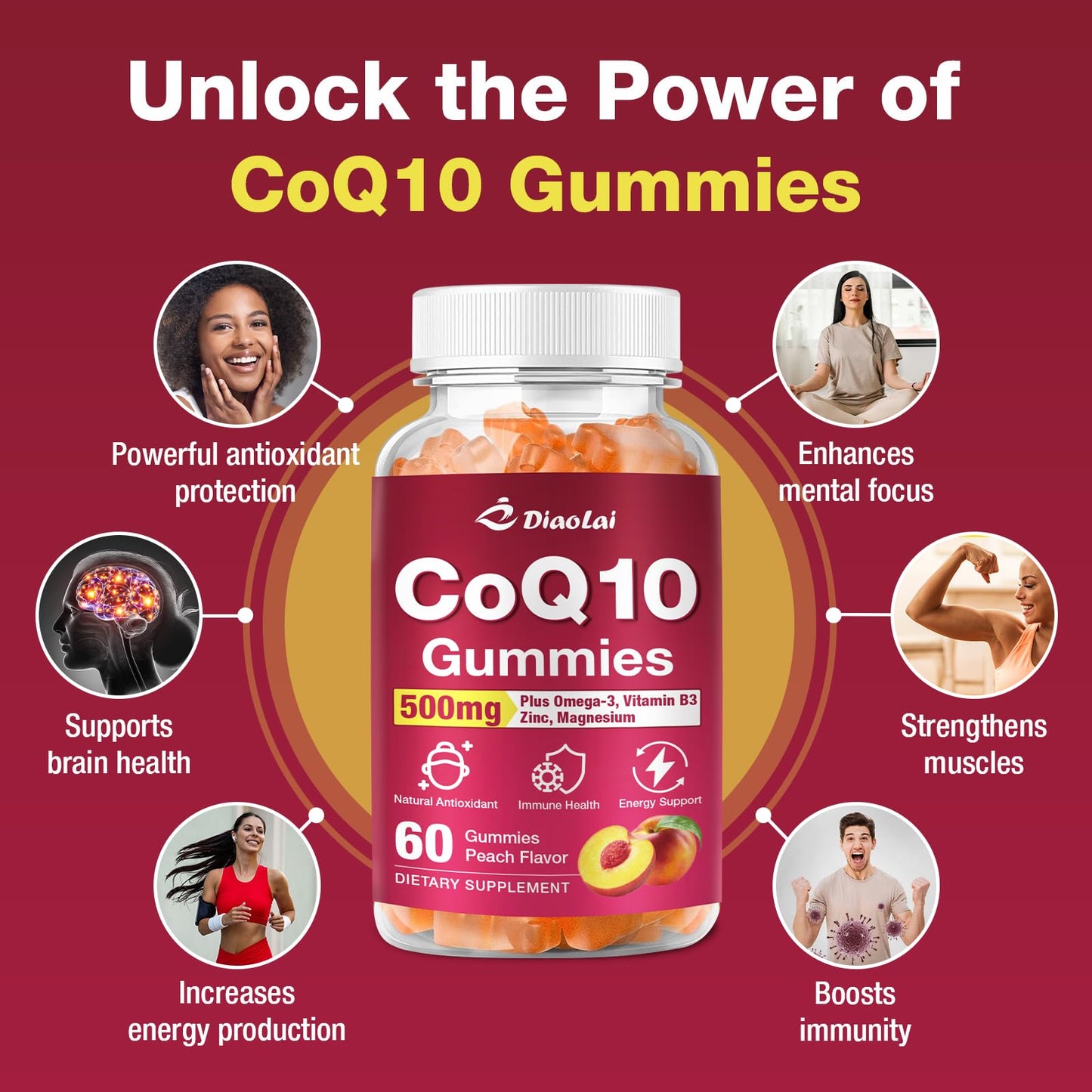 DIAOLAI CoQ10 Gummies 60 Count