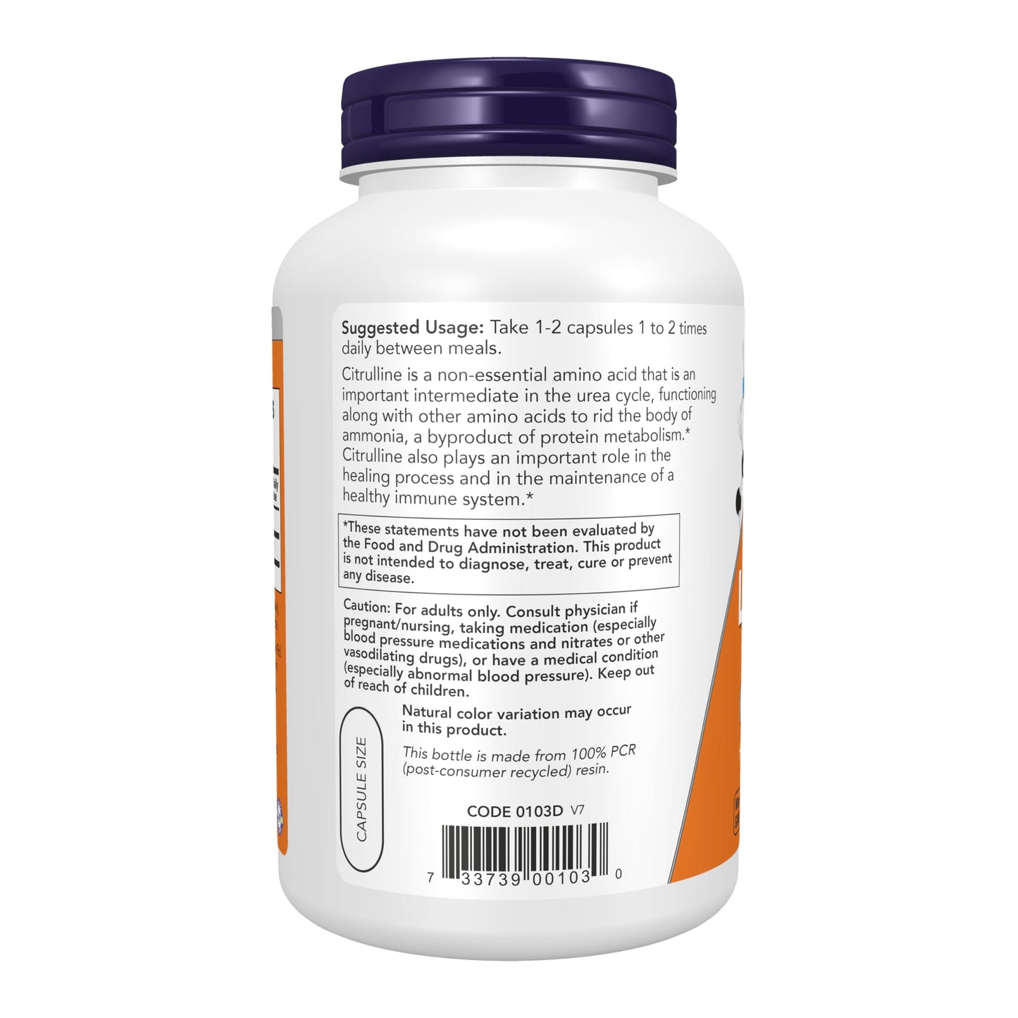 NOW Foods L-Citrulline 750 mg Capsule, 180 Veg Capsules