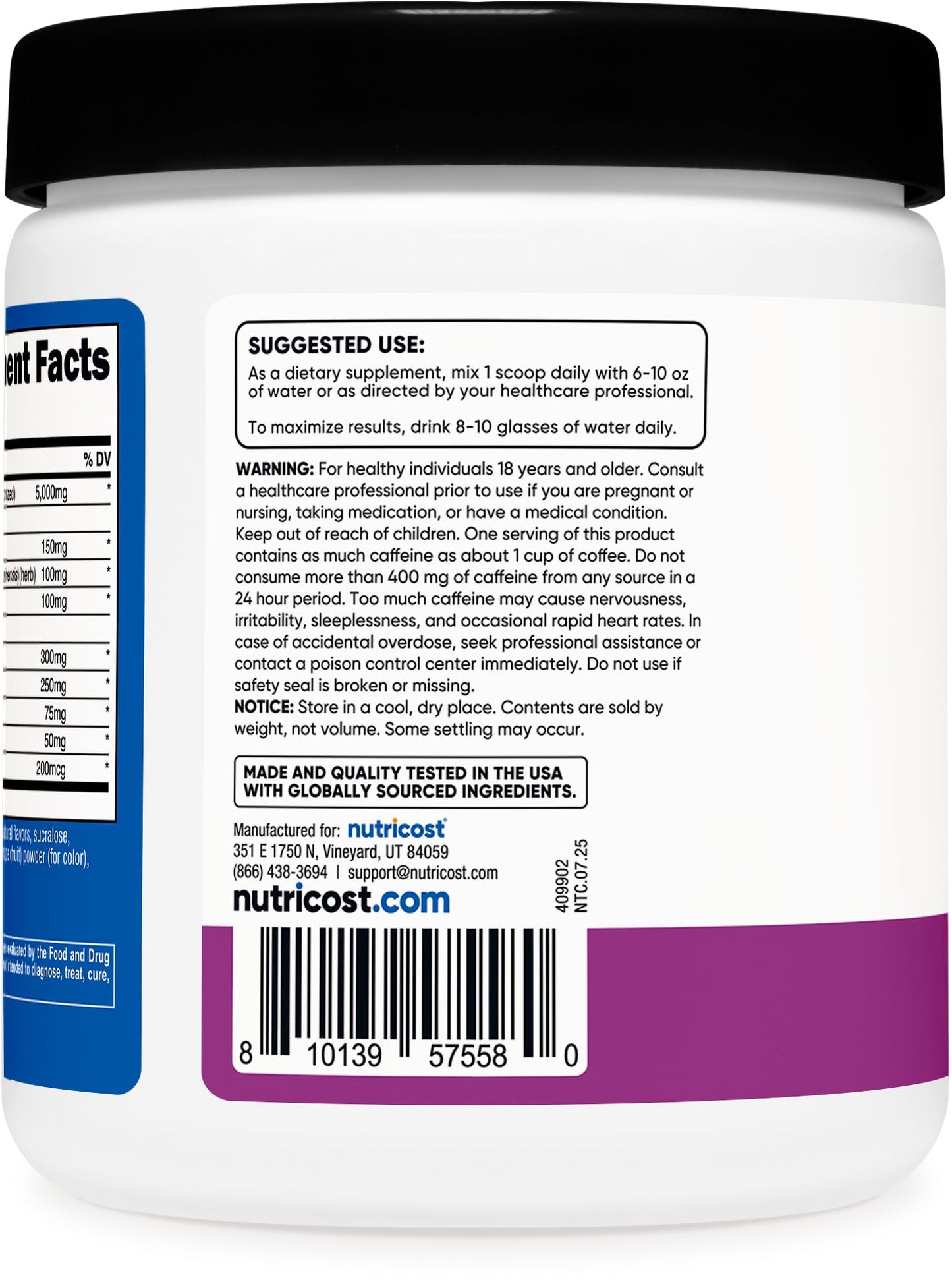 Nutricost Creatine + Energy Powder 9 Ounce