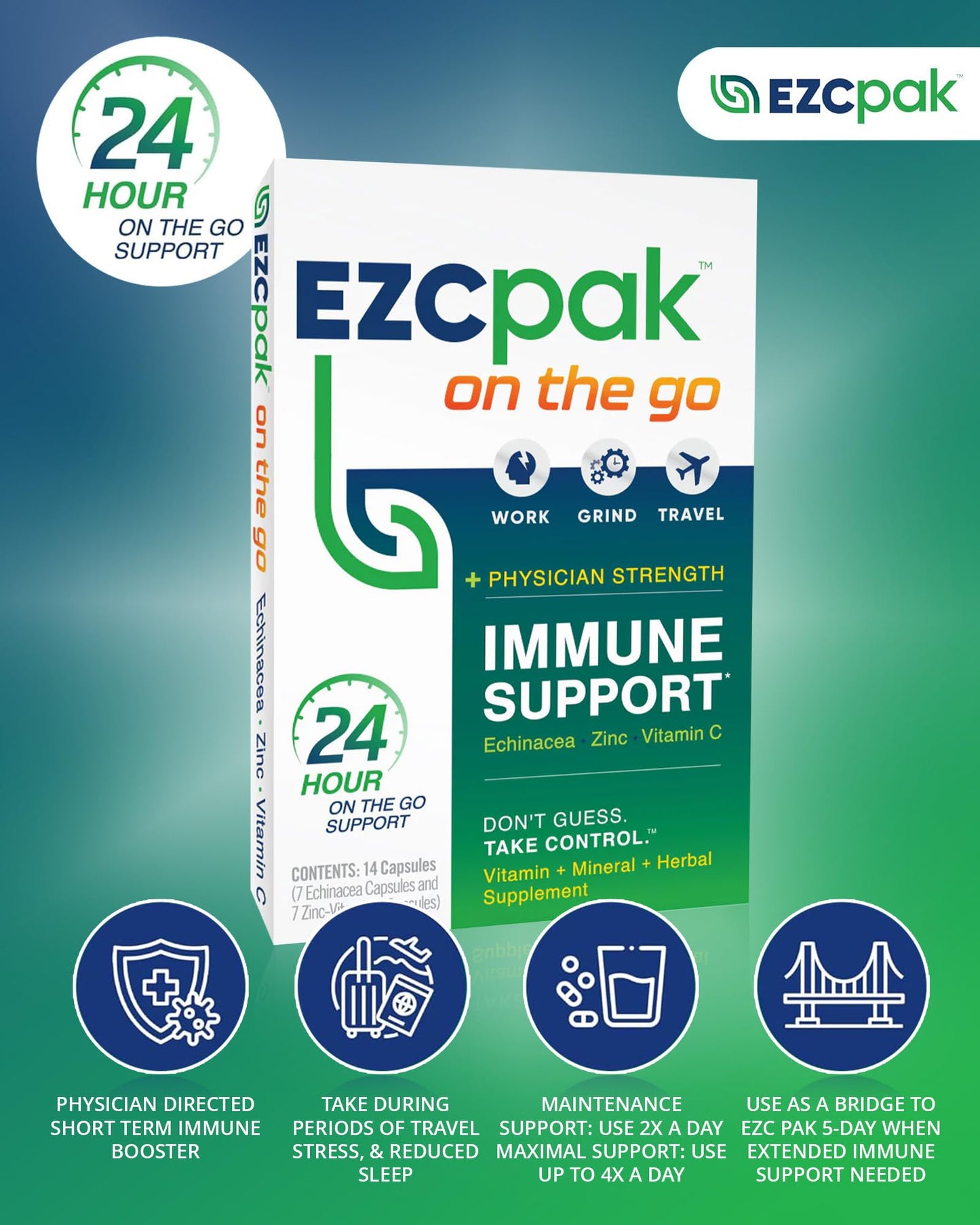 EZC Pak On The Go Immune System Booster Capsules, 1 Count
