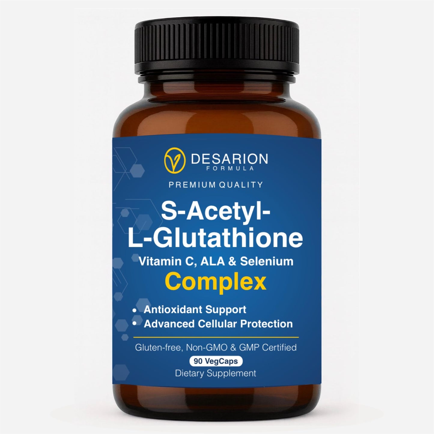 Desarion Formula S-Acetyl L-Glutathione Complex 200 mg – with Vitamin C, Alpha Lipoic Acid & Selenium – Advanced Antioxidant Support for Cellular Protection 90 Capsules