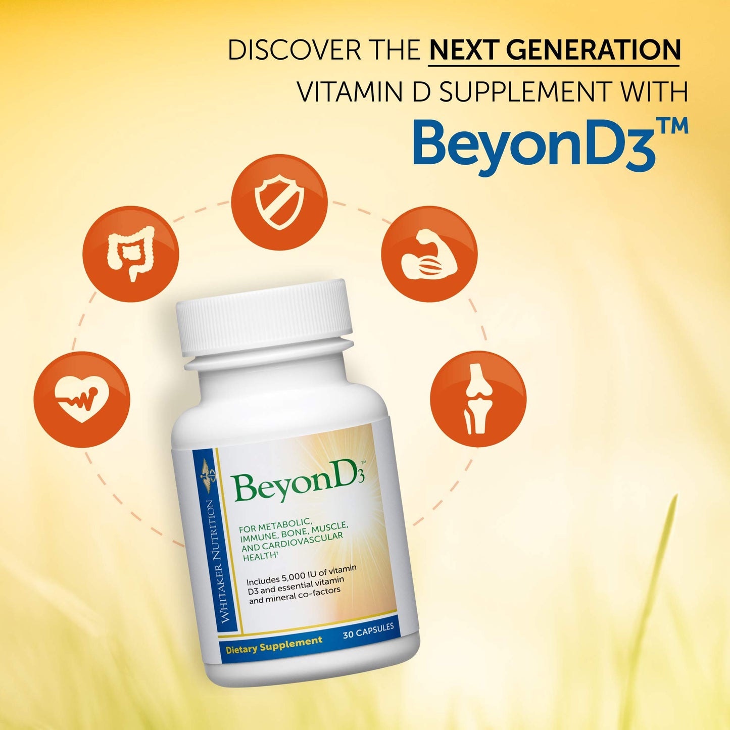 DR.WHITAKER BeyonD3 Vitamin D3 Supplement with Vitamin K2 & Magnesium Capsules, 30 Count