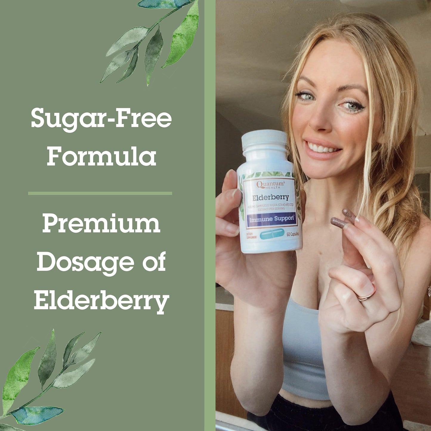 Quantum Elderberry 400mg Sambucus Nigra Immune Support Capsules, 60 Count