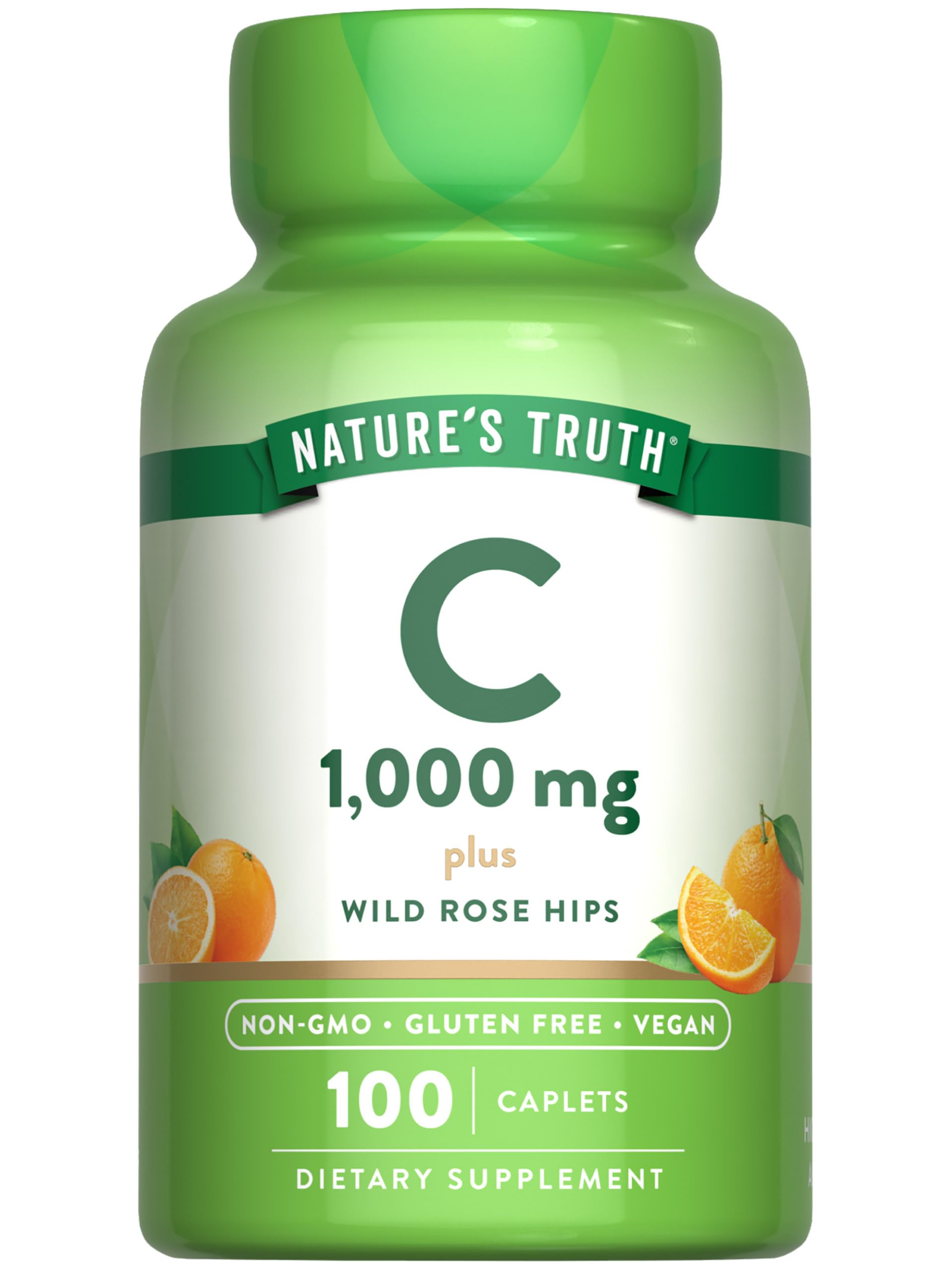 Nature's Truth Vitamin C 1000 mg with Rose Hips Caplets 100 Count