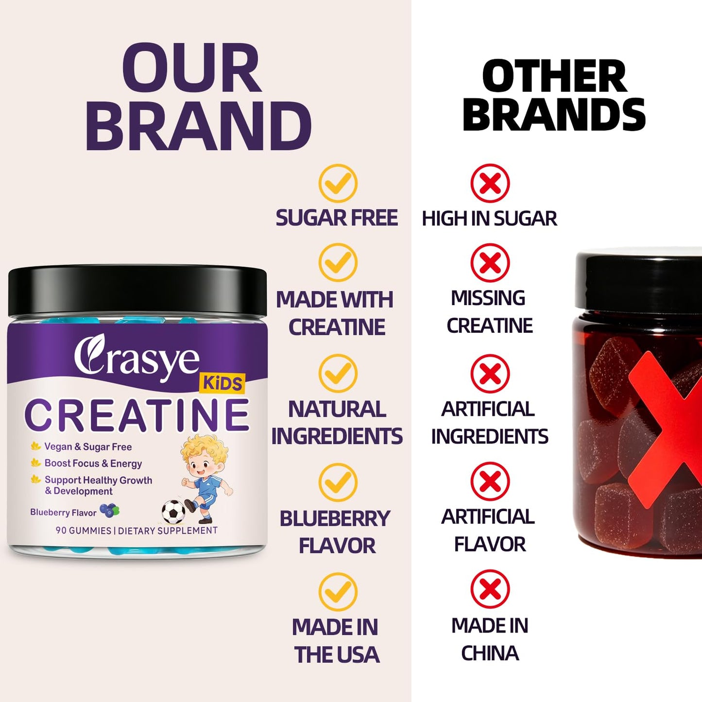 Crasye Creatine Gummies with Vitamin B12, 90 Count