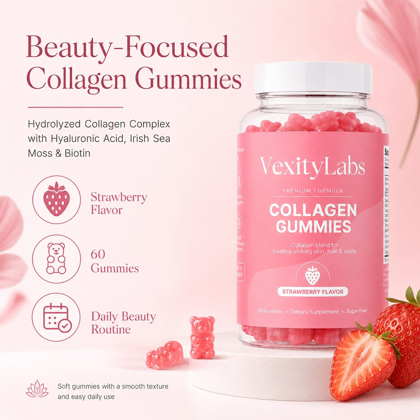 QUZOYU Vexity Labs Collagen Gummies 60 Count