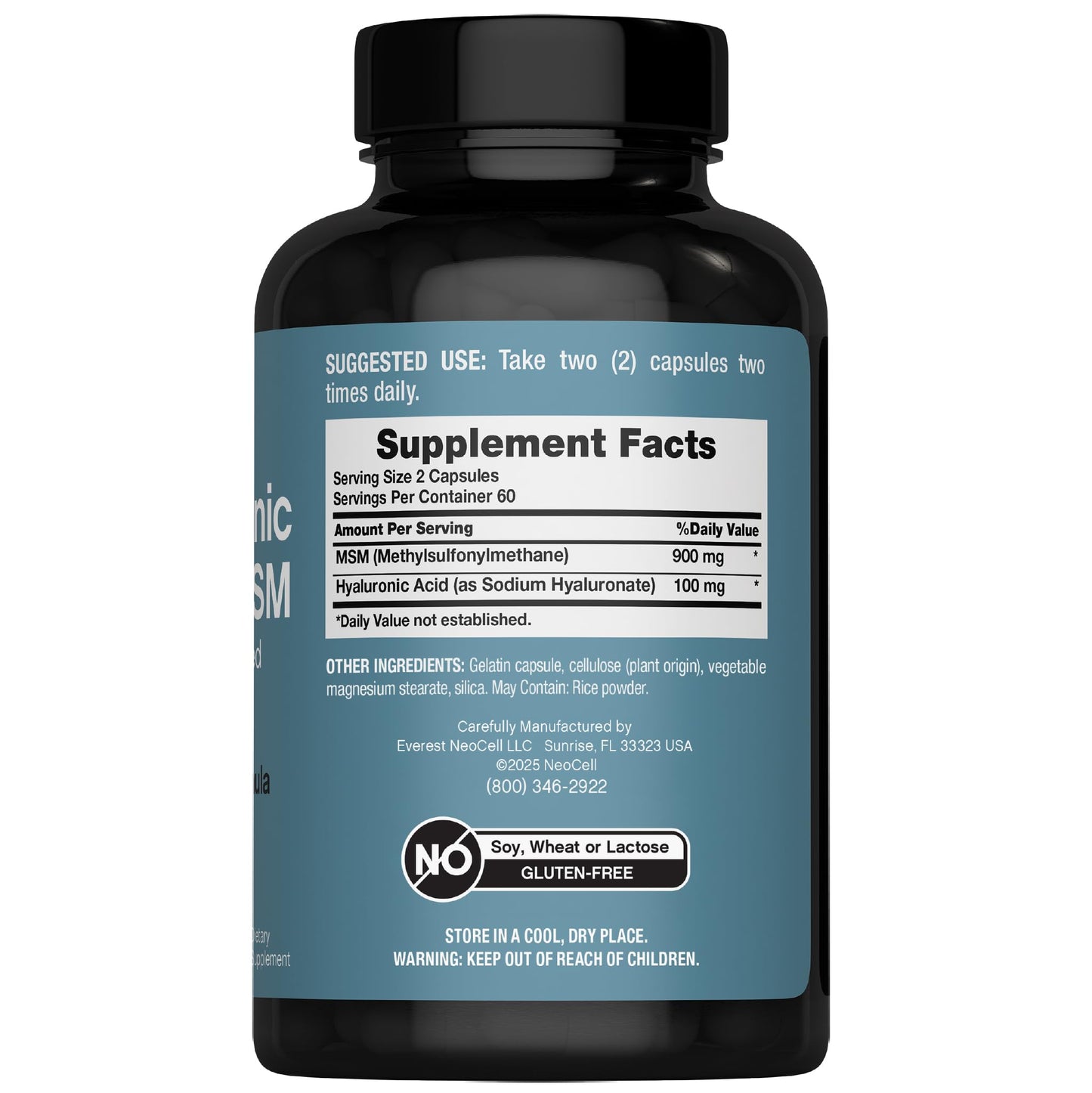 NeoCell Hyaluronic Acid with MSM 1000mg, 120 Capsules
