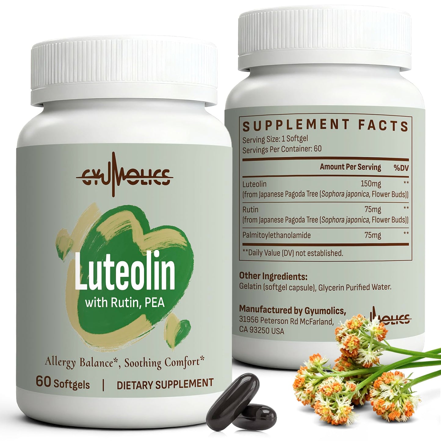 Gyumolics Luteolin Supplement 300mg Softgels, 120 Softgels