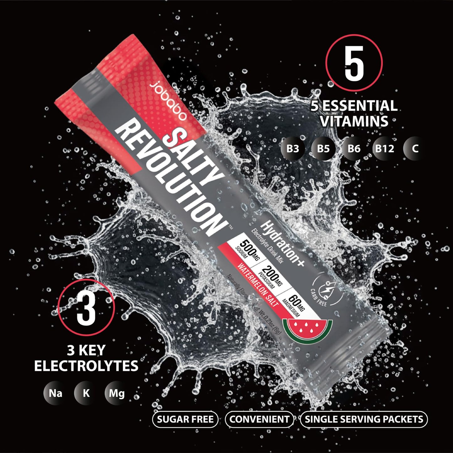 Jobabo Salty Revolution Electrolytes Powder Packets, Variety Pack, 6.35 Ounces