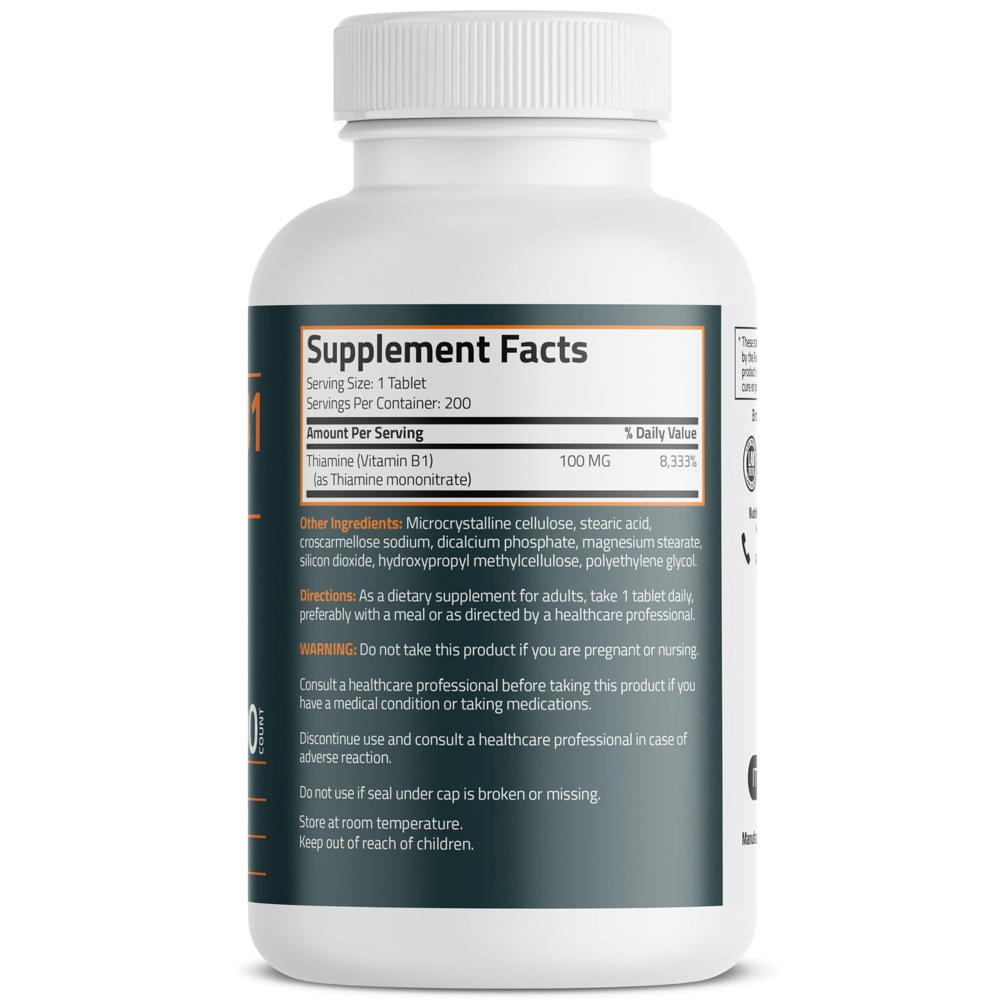 Bronson Vitamin B1 100mg 200 Tablets