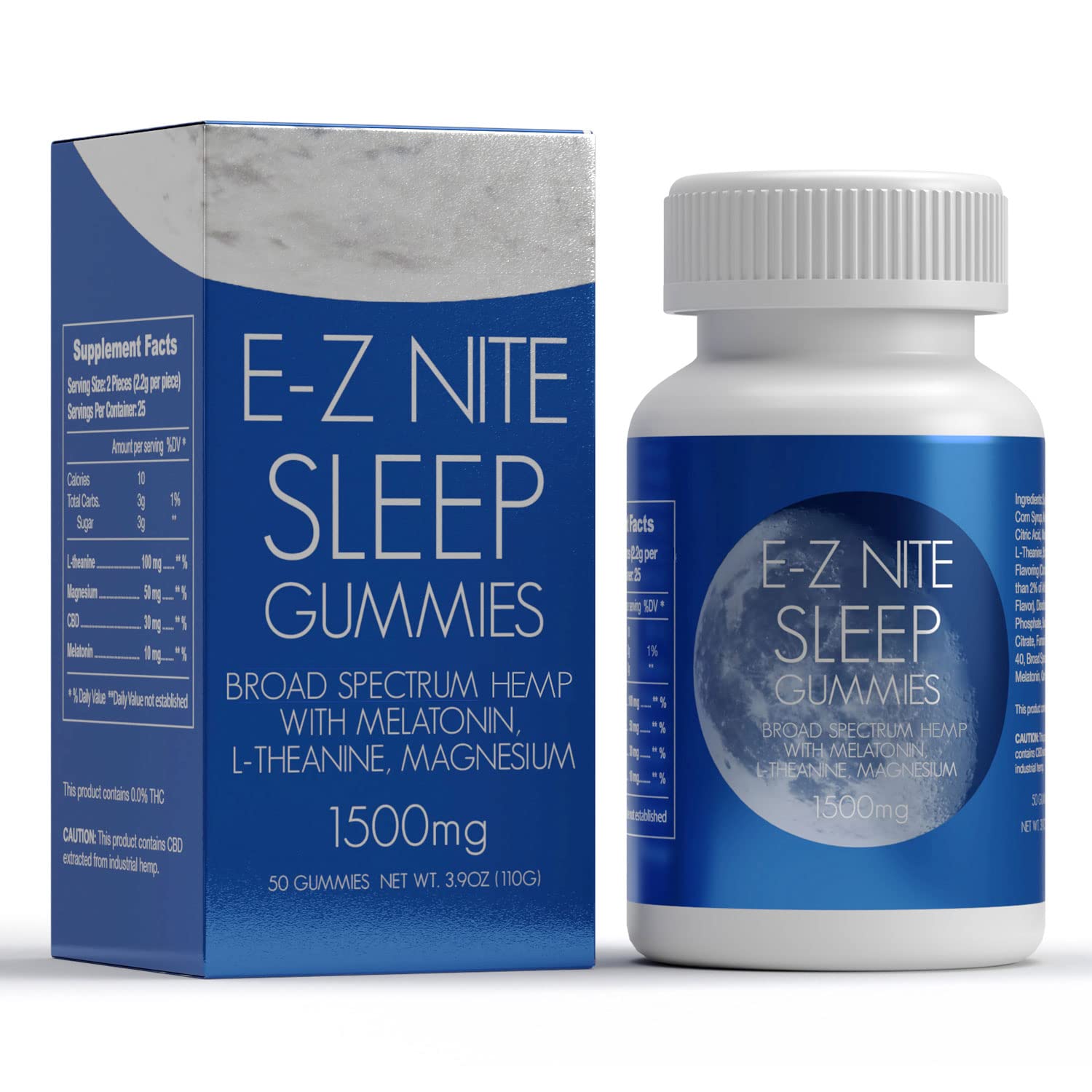E-Z Nite Hemp + Melatonin Sleep Gummies with L-Theanine, Magnesium Gummy, 50 Count