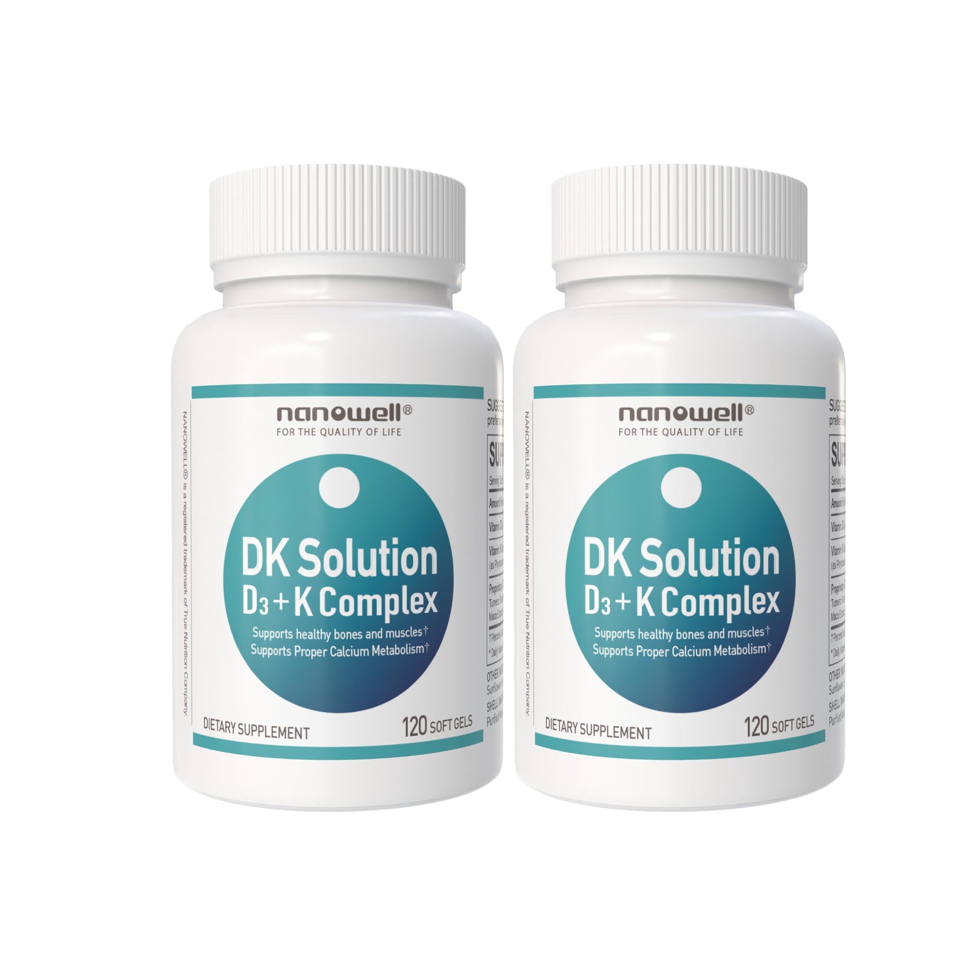 NANOWELL DK Solution Softgels 240 Count (Vitamin D3 + K Complex) Dietary Supplement
