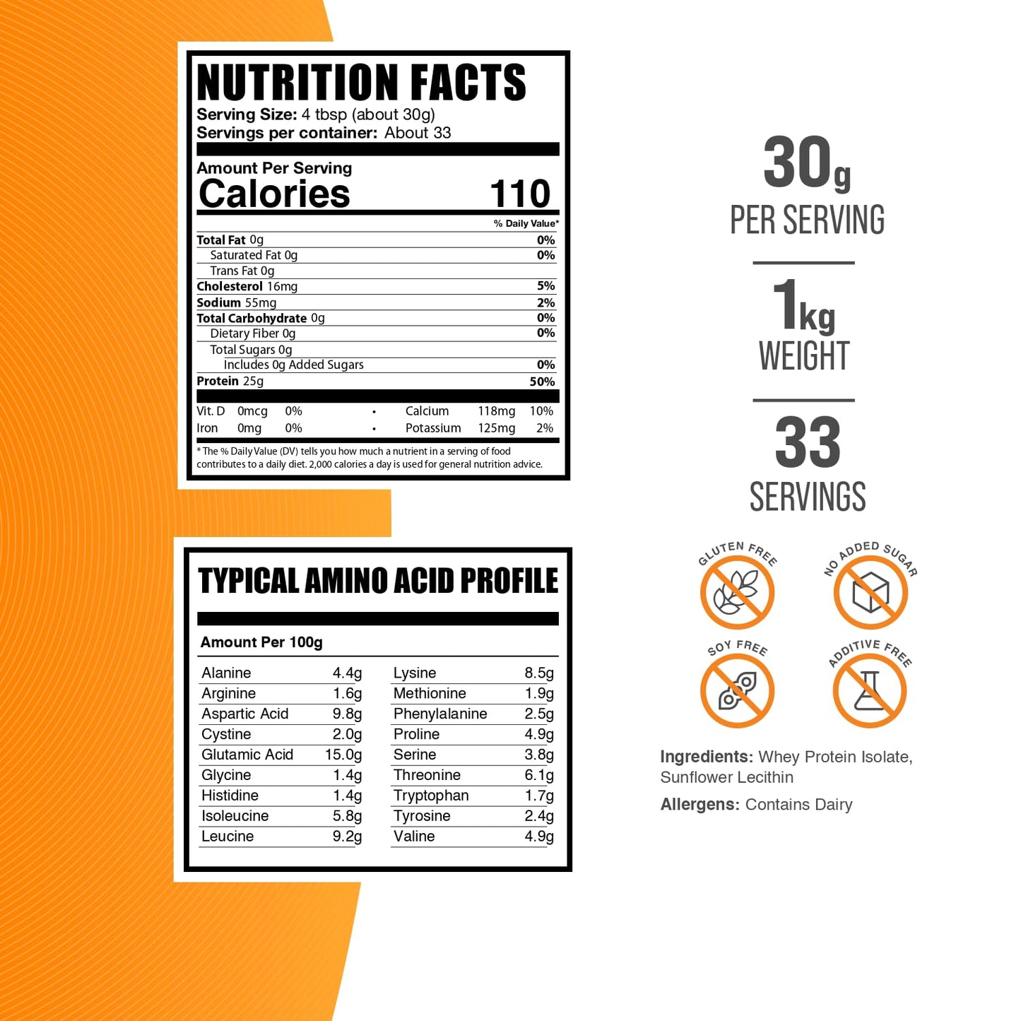 BulkSupplements Whey Protein Isolate Powder 35.274 Servings
