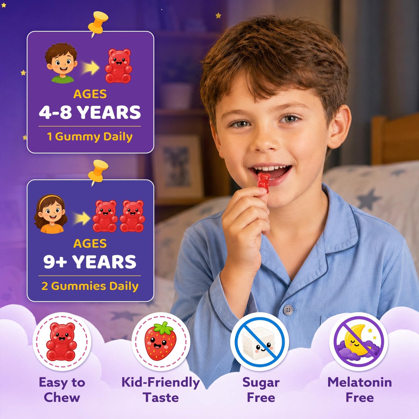 SEPT YAN Kids Magnesium Gummies, 60 Count