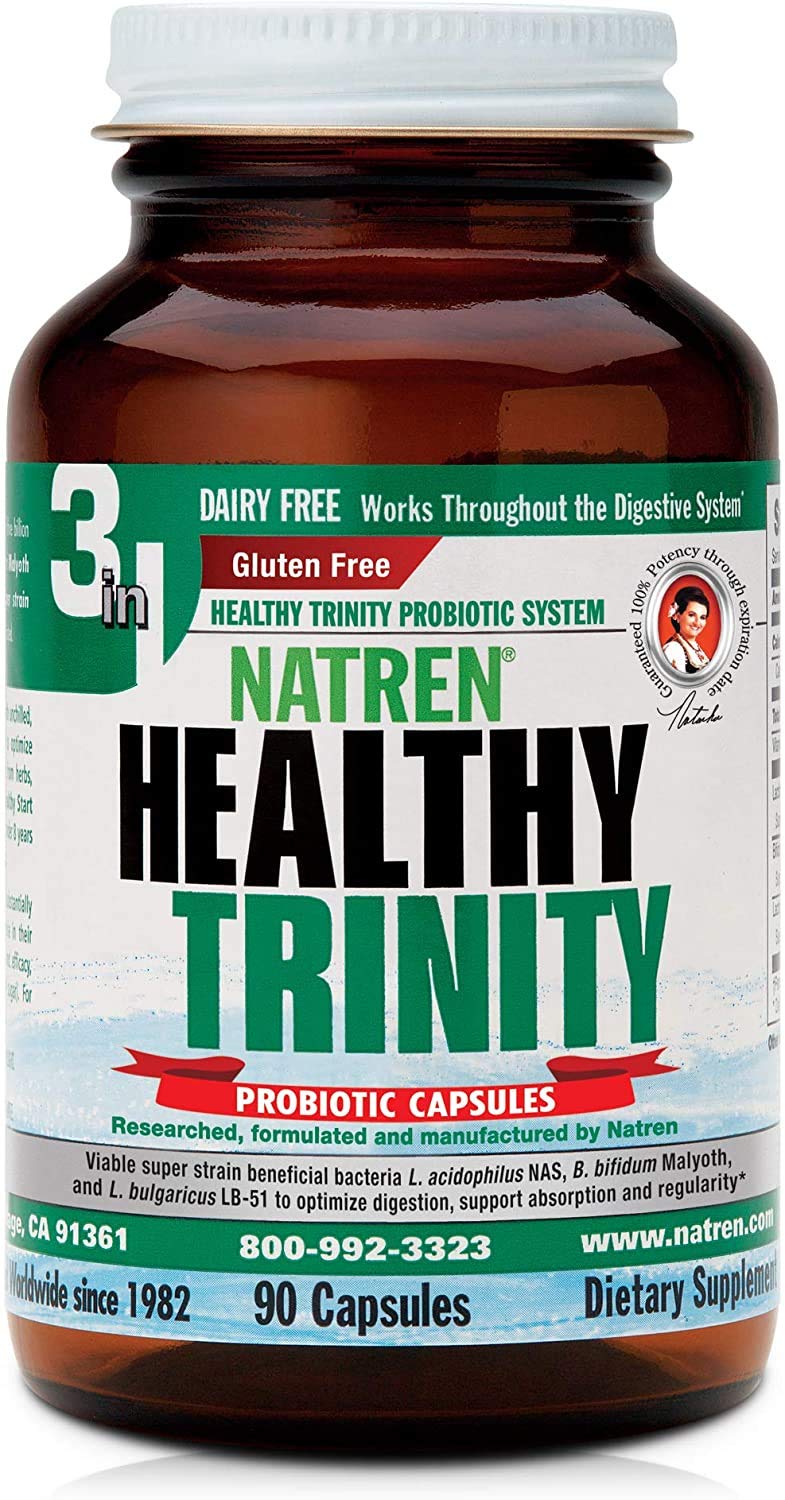 Natren Healthy Trinity Probiotics Supplement Capsules 90 Count
