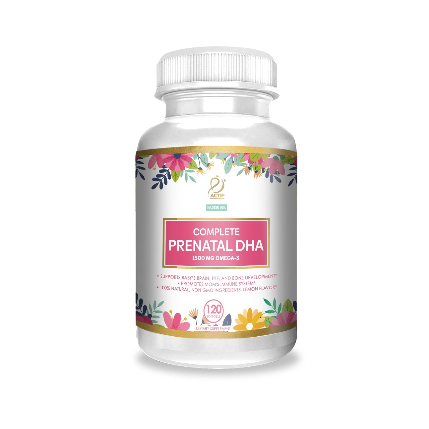 ACTIF Complete Prenatal DHA with 1500mg Omega-3, 90 Gummies