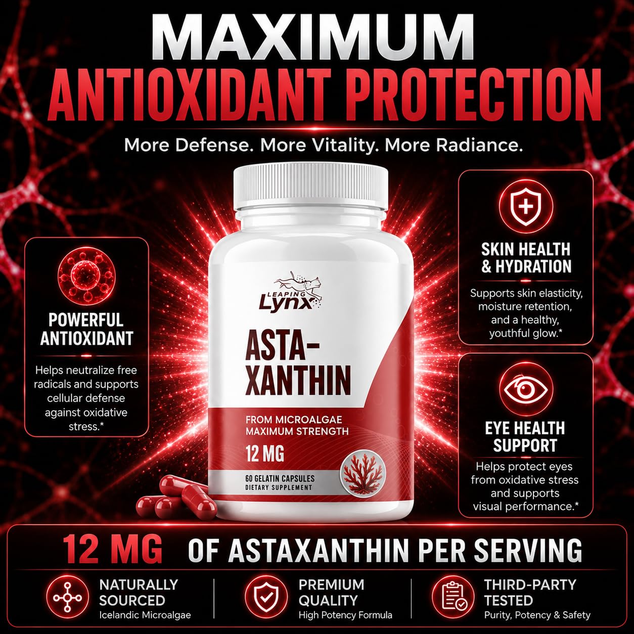 Leaping Lynx Astaxanthin 12mg Capsule 60 Count