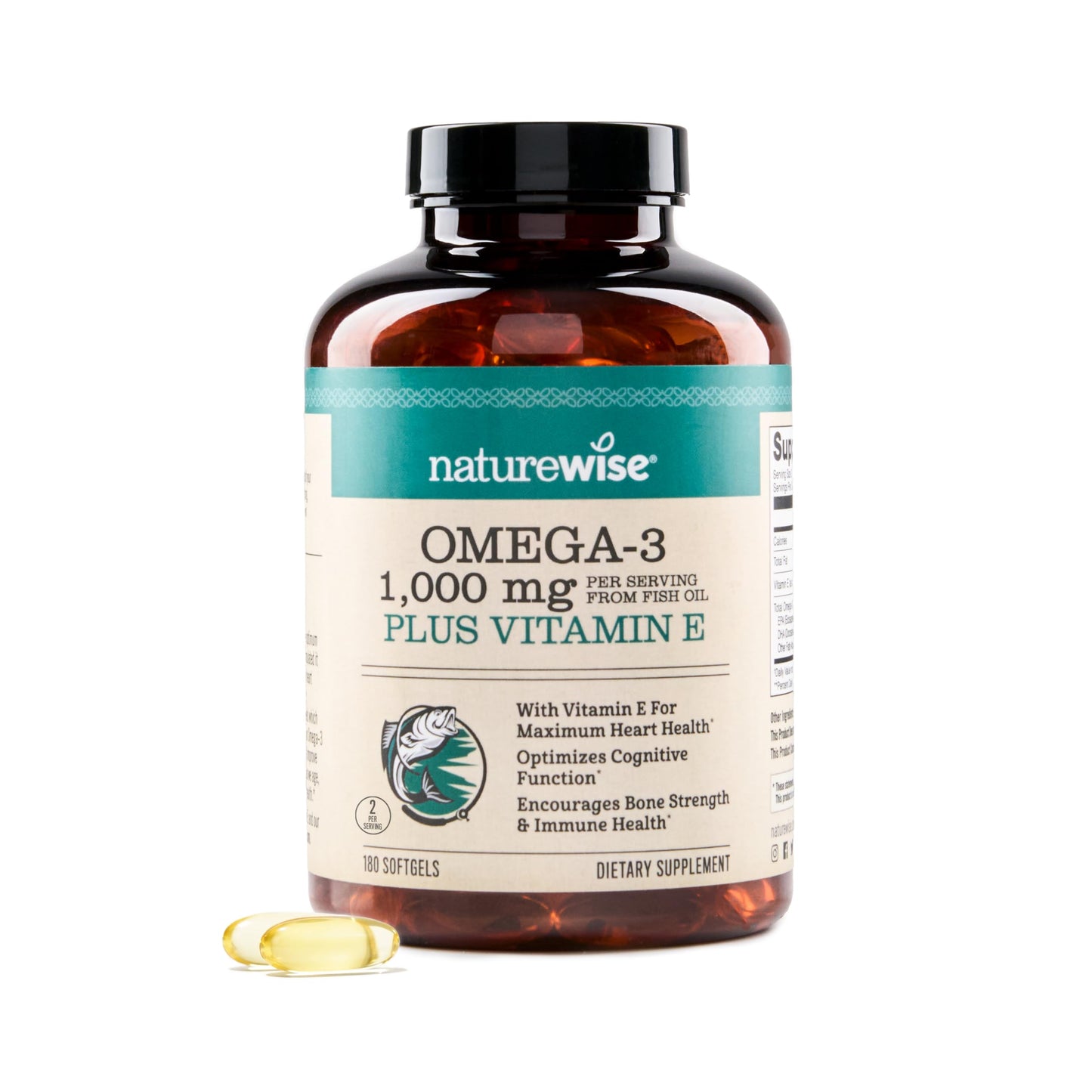 NatureWise Extra-Strength Omega-3 Fish Oil Supplement Softgels, 180 Count