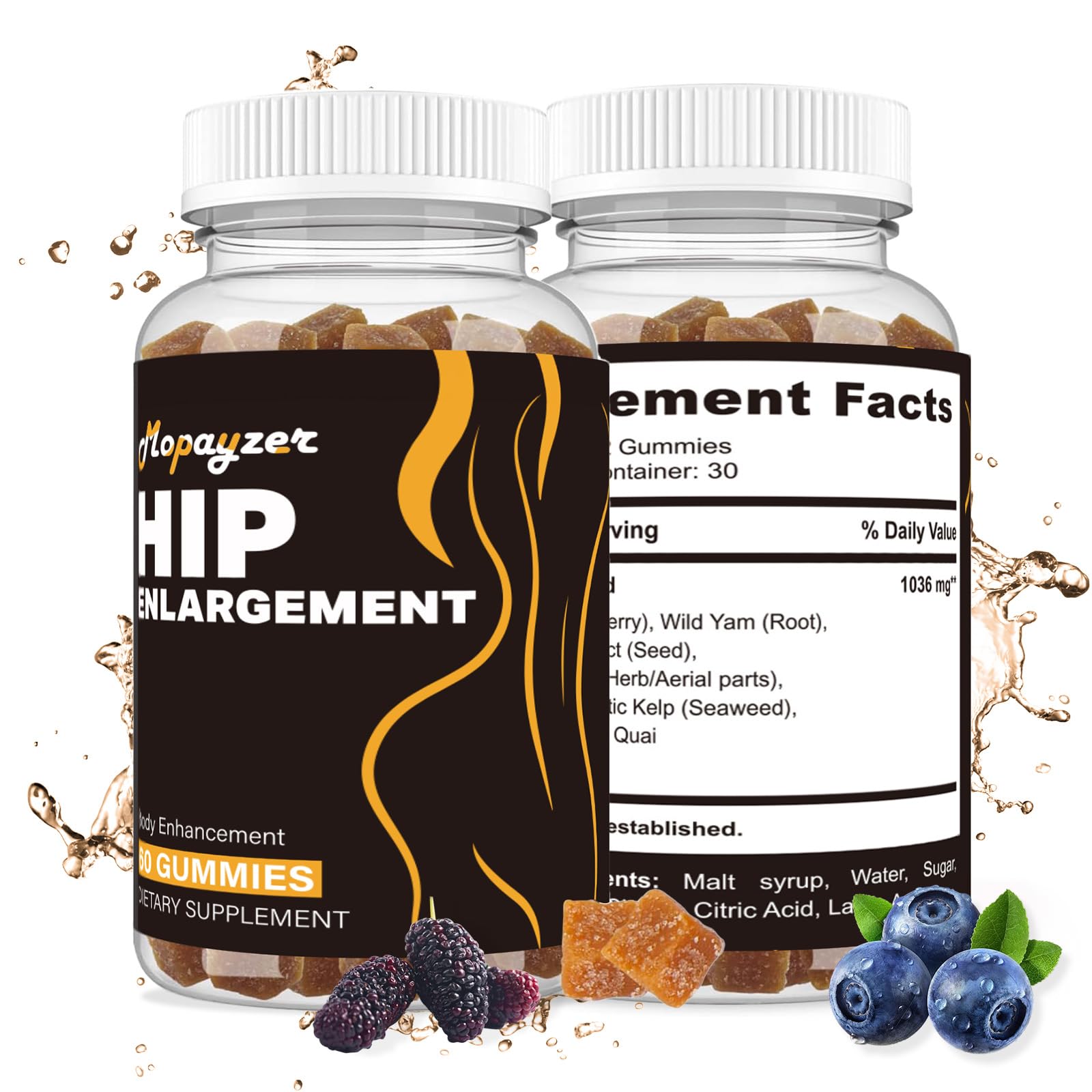 mopayzer Booty Gummies for Big Butt and Hips, 2 Count