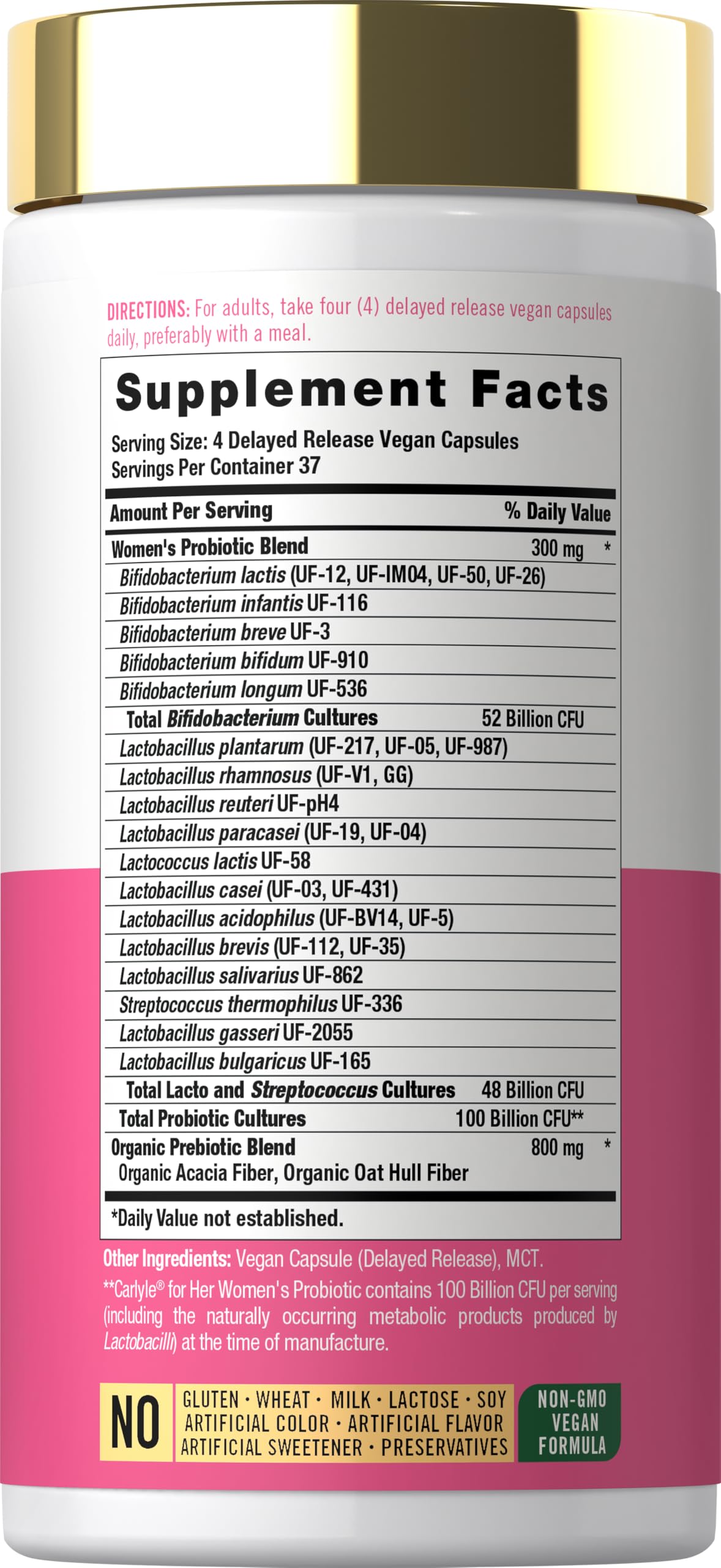 Carlyle Women's Probiotic and Prebiotic Supplement 150 Capsules