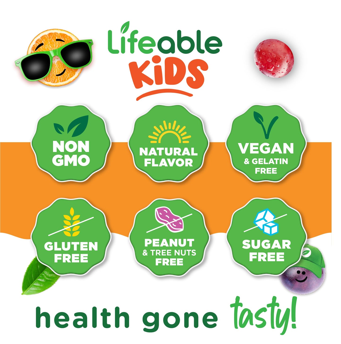 Lifeable Sugar Free Probiotics with Prebiotics Fiber for Kids Chewable Gummies 90 Count