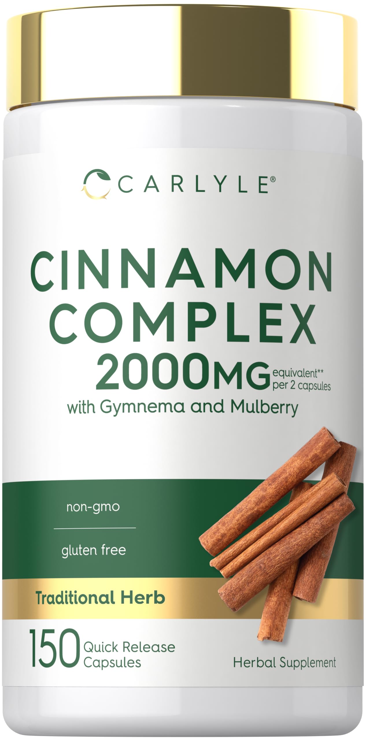 Carlyle Ceylon Cinnamon Complex with Gymnema and Mulberry Capsule, 150 Count