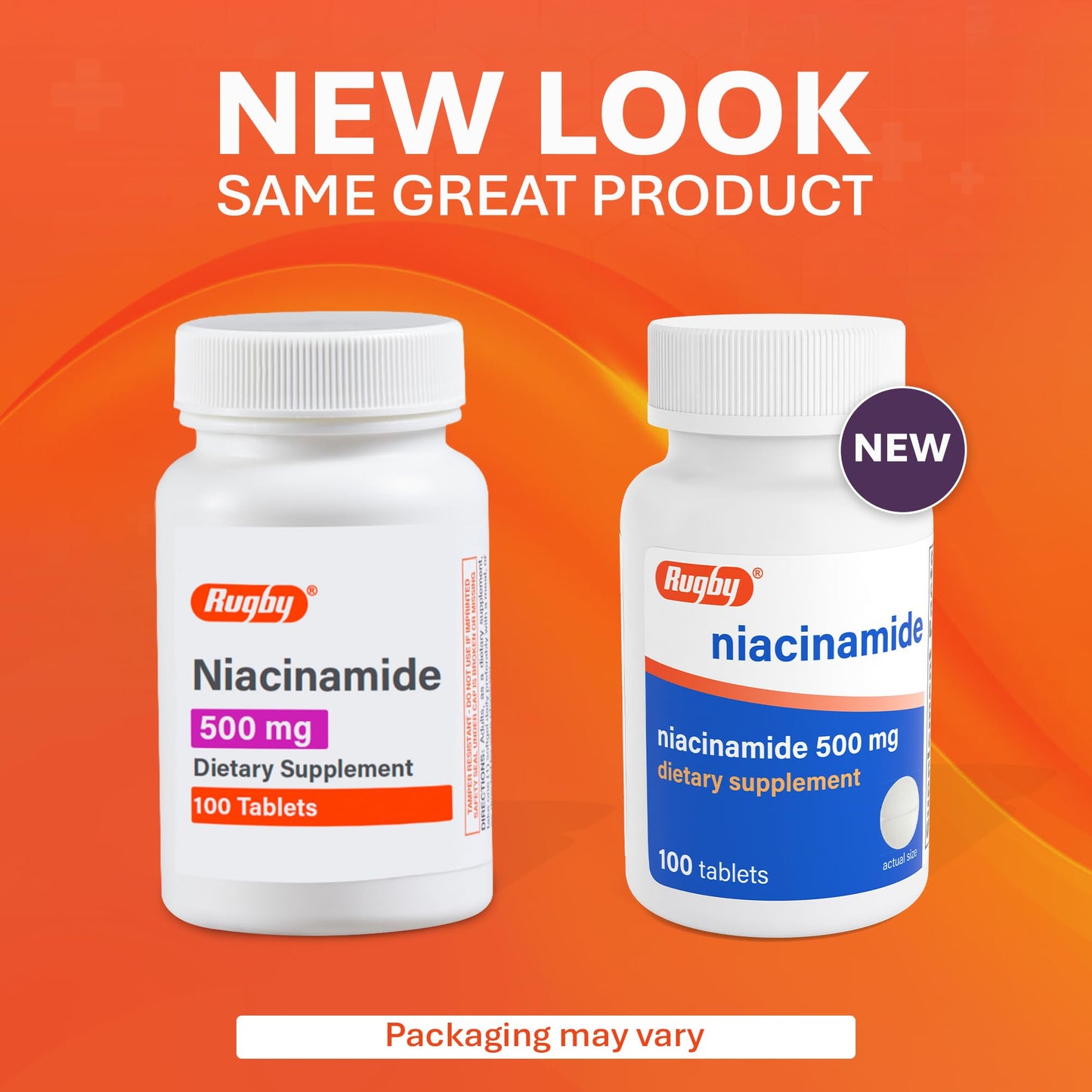 Rugby Laboratories Niacinamide 500 mg Tablets, 300 Count