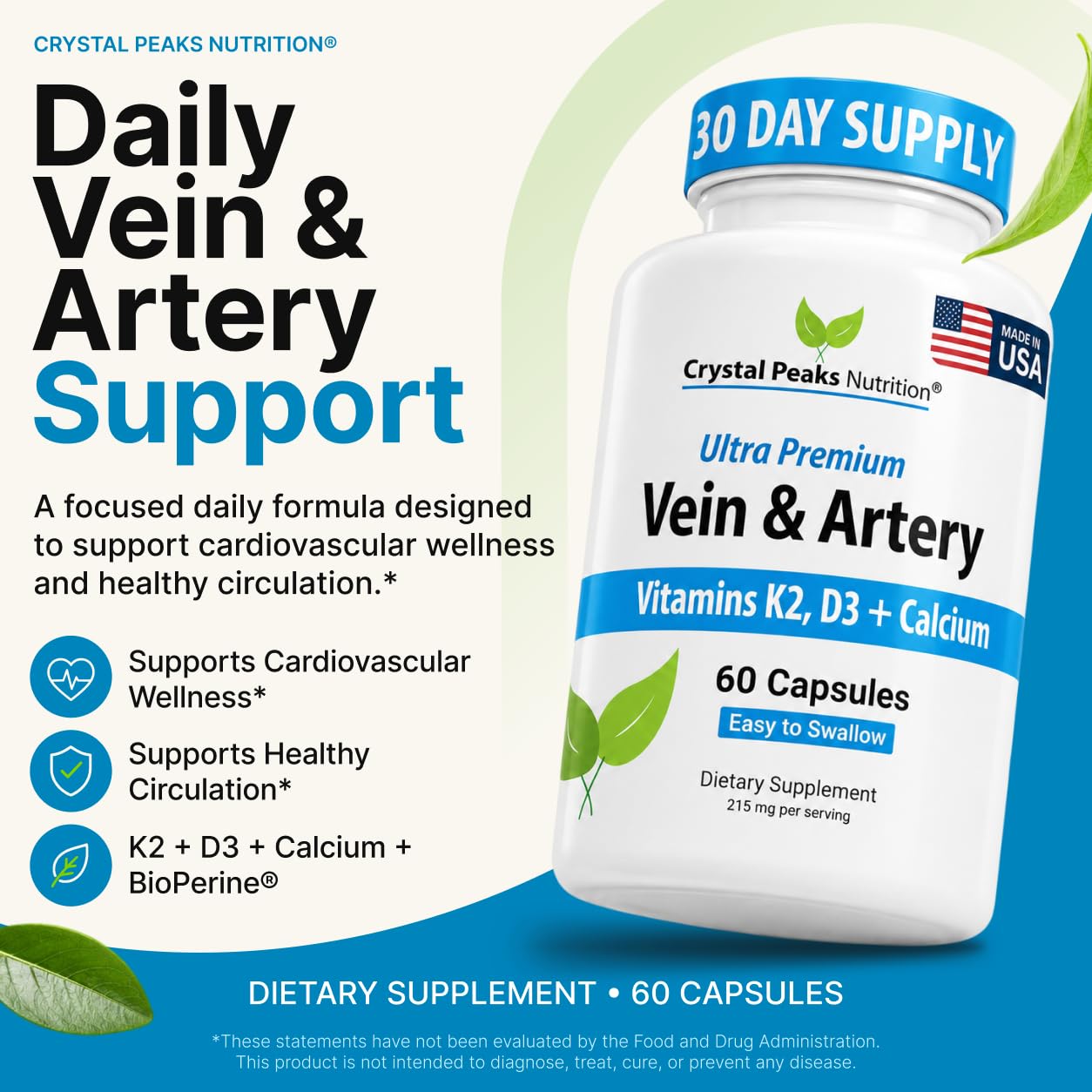 Crystal Peaks Nutrition Vein & Artery Supplement Capsule 60 Capsules
