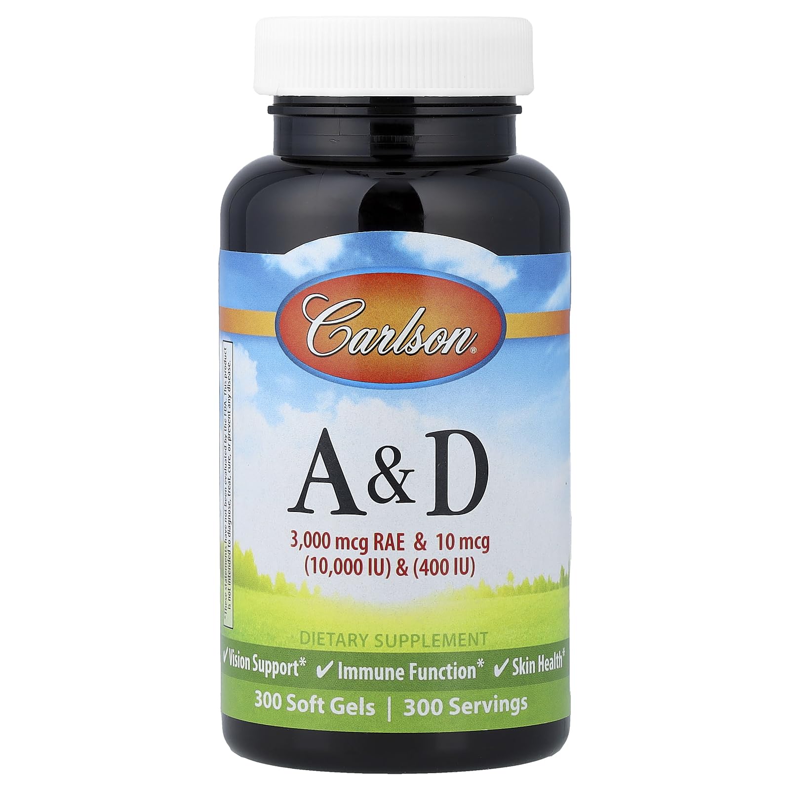 Carlson Vitamin A and D 10000/400 IU Softgel, 300 Count