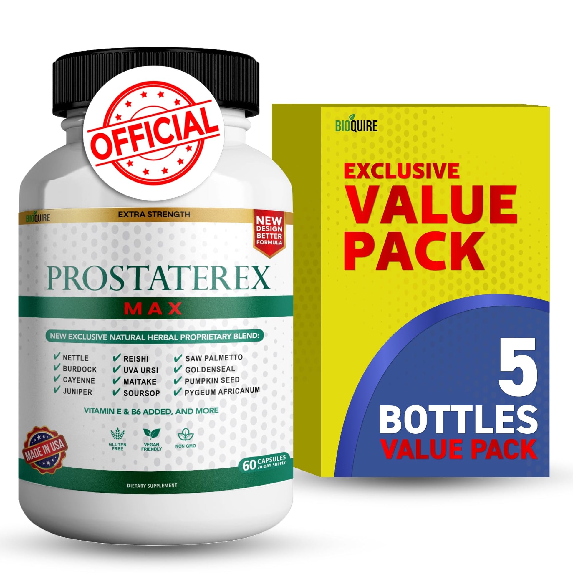 BIOQUIRE ProstateRex Max Extra Strength Prostate Health Support Supplement Saw Palmetto Capsule 300