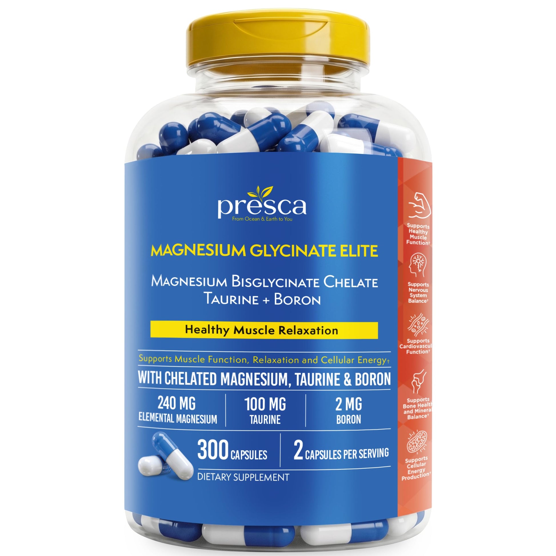 Presca Magnesium Glycinate Elite 342mg High Absorption Supplement Capsule 300
