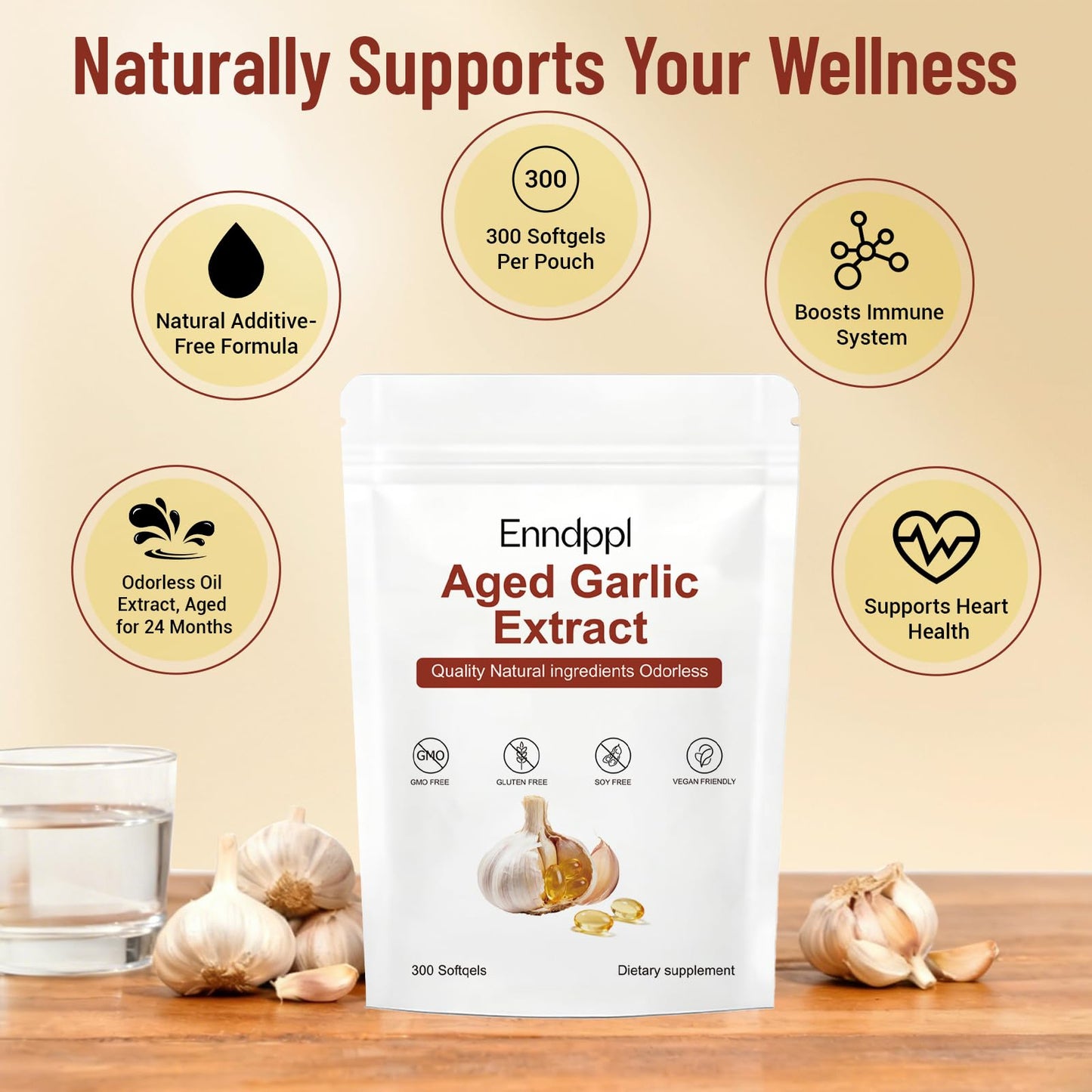 Enndppl Aged Garlic Extract Capsules 600 Count