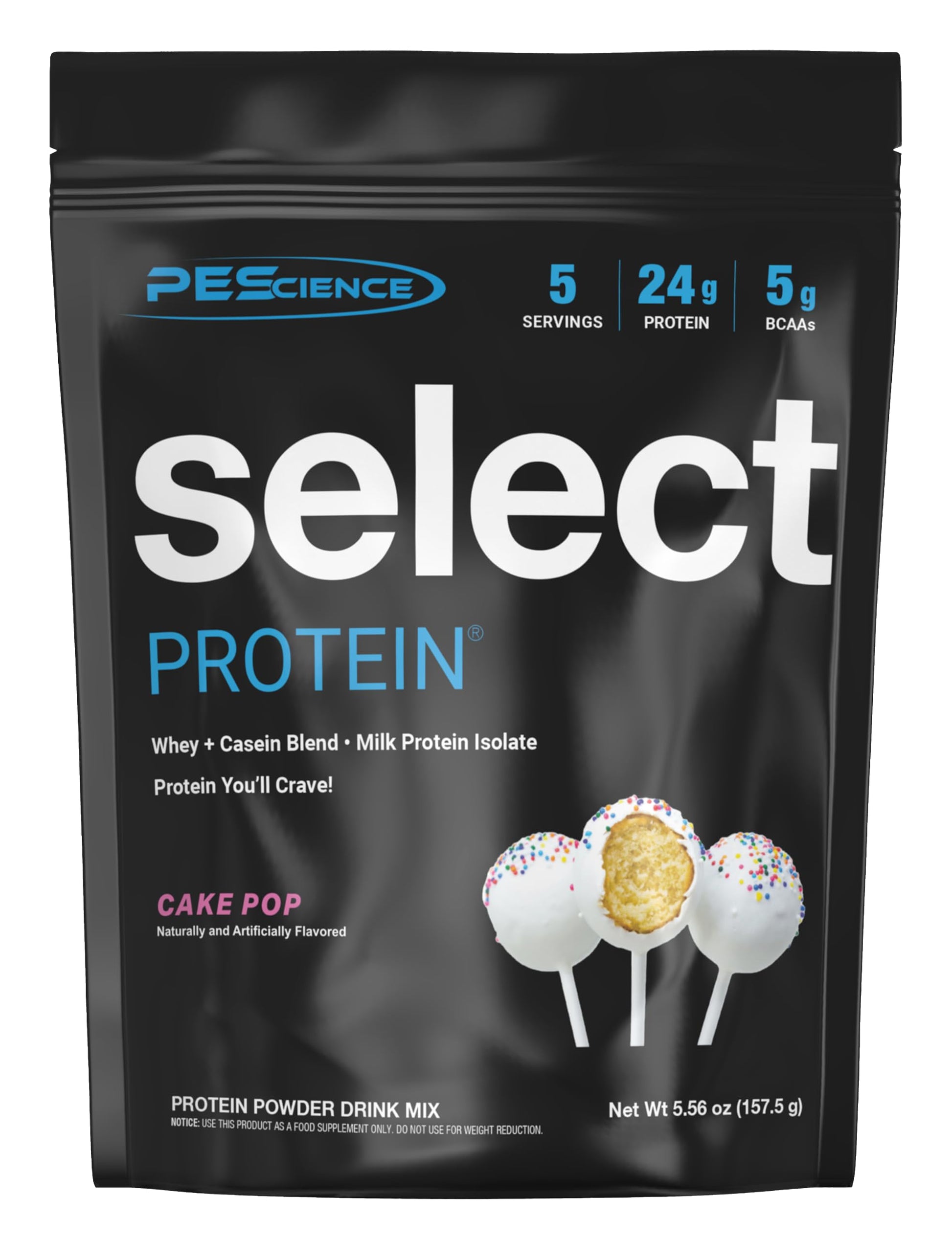 PEScience Select Whey & Casein Protein Powder, Cake Pop, 5 Servings