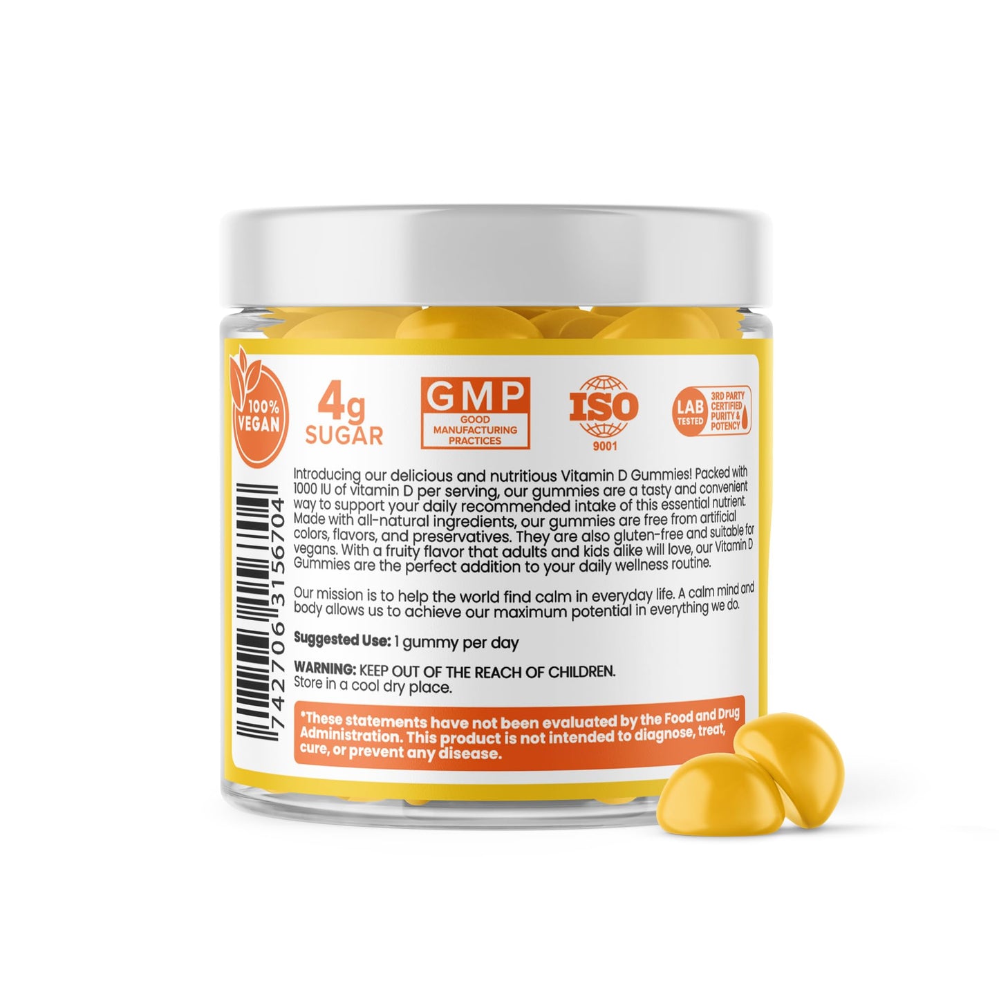 Calm by Wellness Vitamin D3 Gummies, Gummy, 30 Count