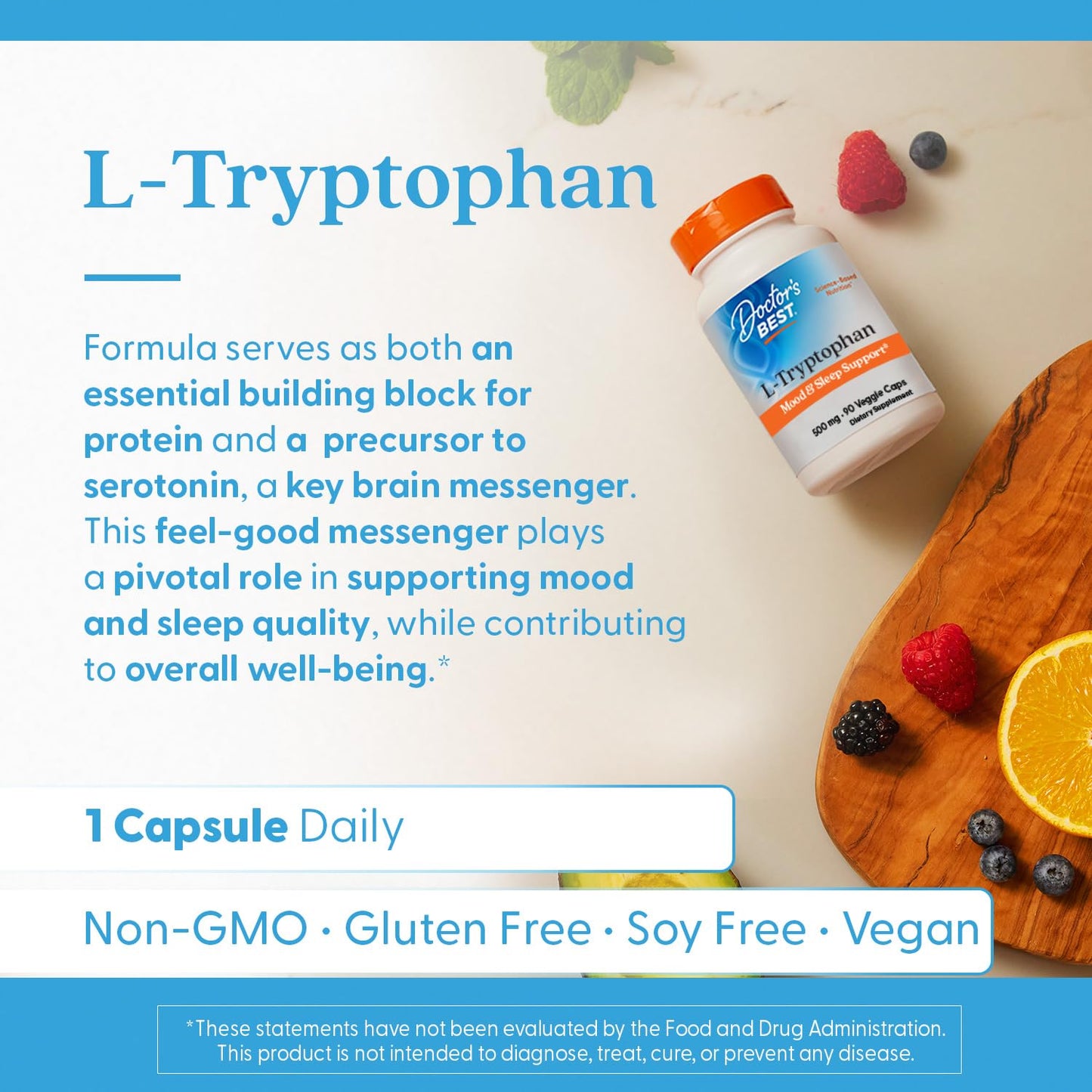 Doctor's BEST L-Tryptophan Capsule 500mg, 90 Capsules