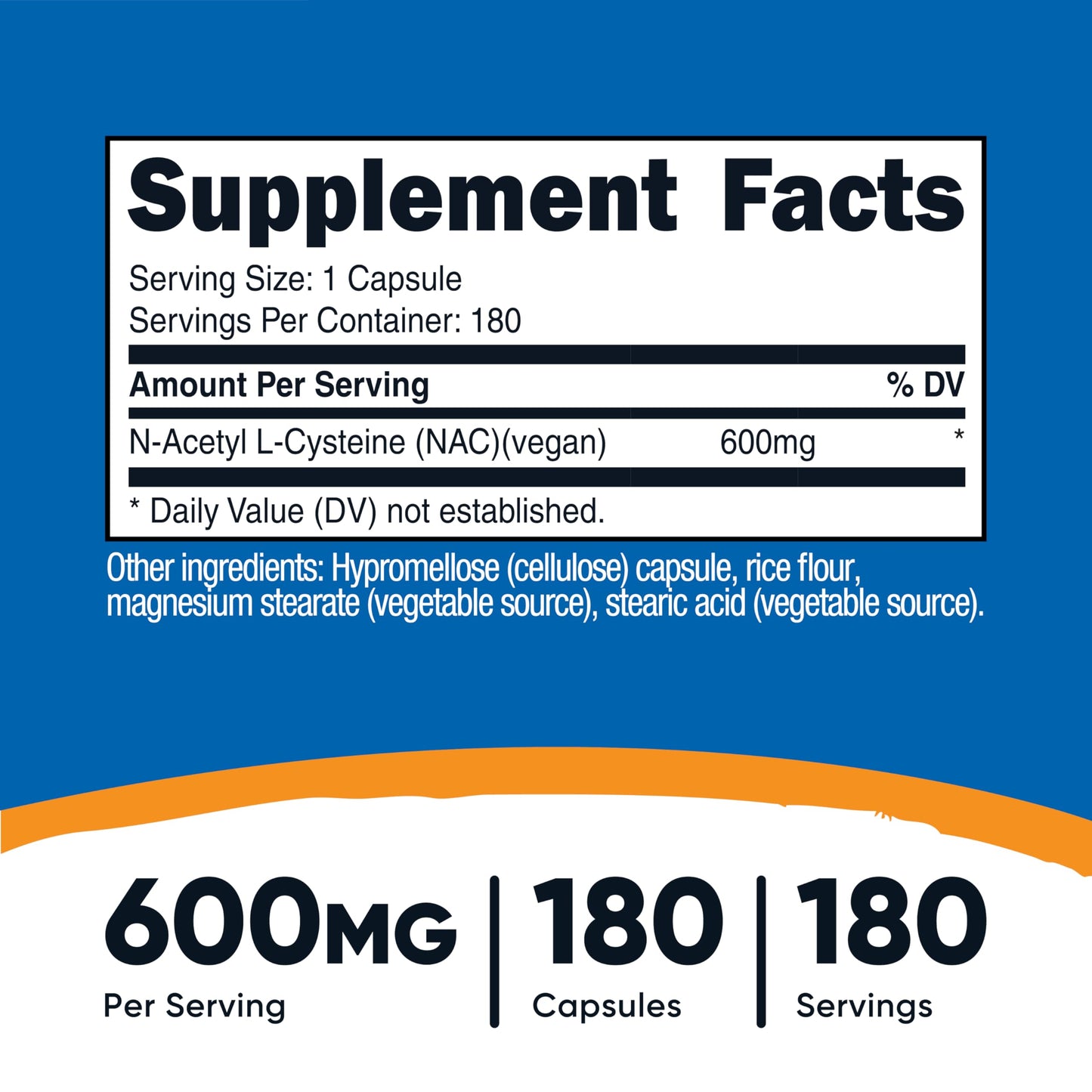 Nutricost N-Acetyl L-Cysteine (NAC) 600mg, 360 Capsules