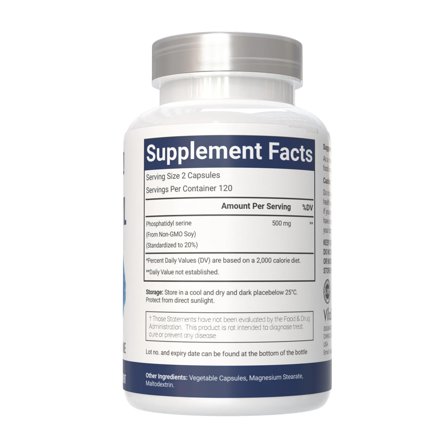 VitaCosmoX Phosphatidylserine 500mg Veggie Capsules, 480 Count