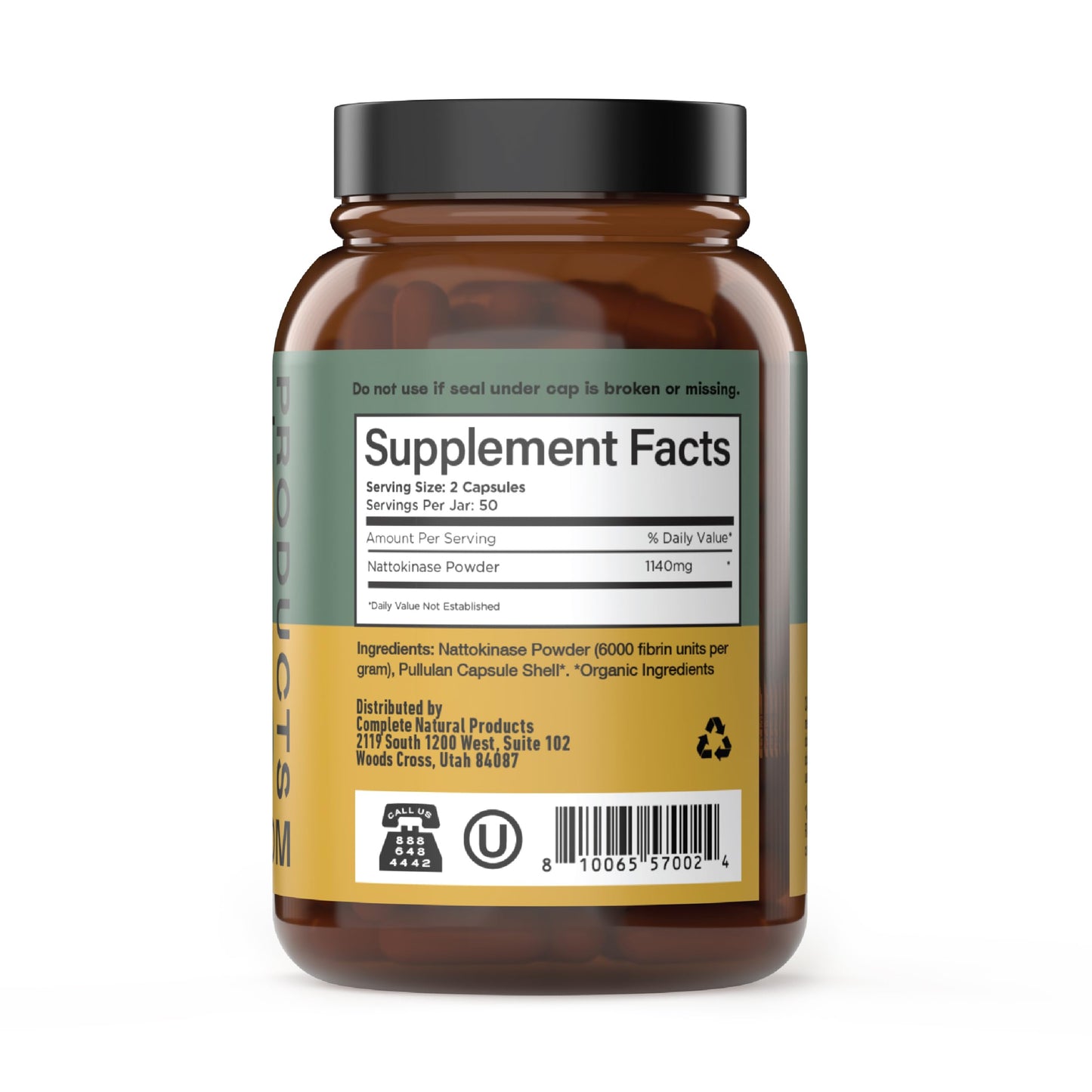 Complete Natural Products Nattokinase 570mg Capsules, 100 Count