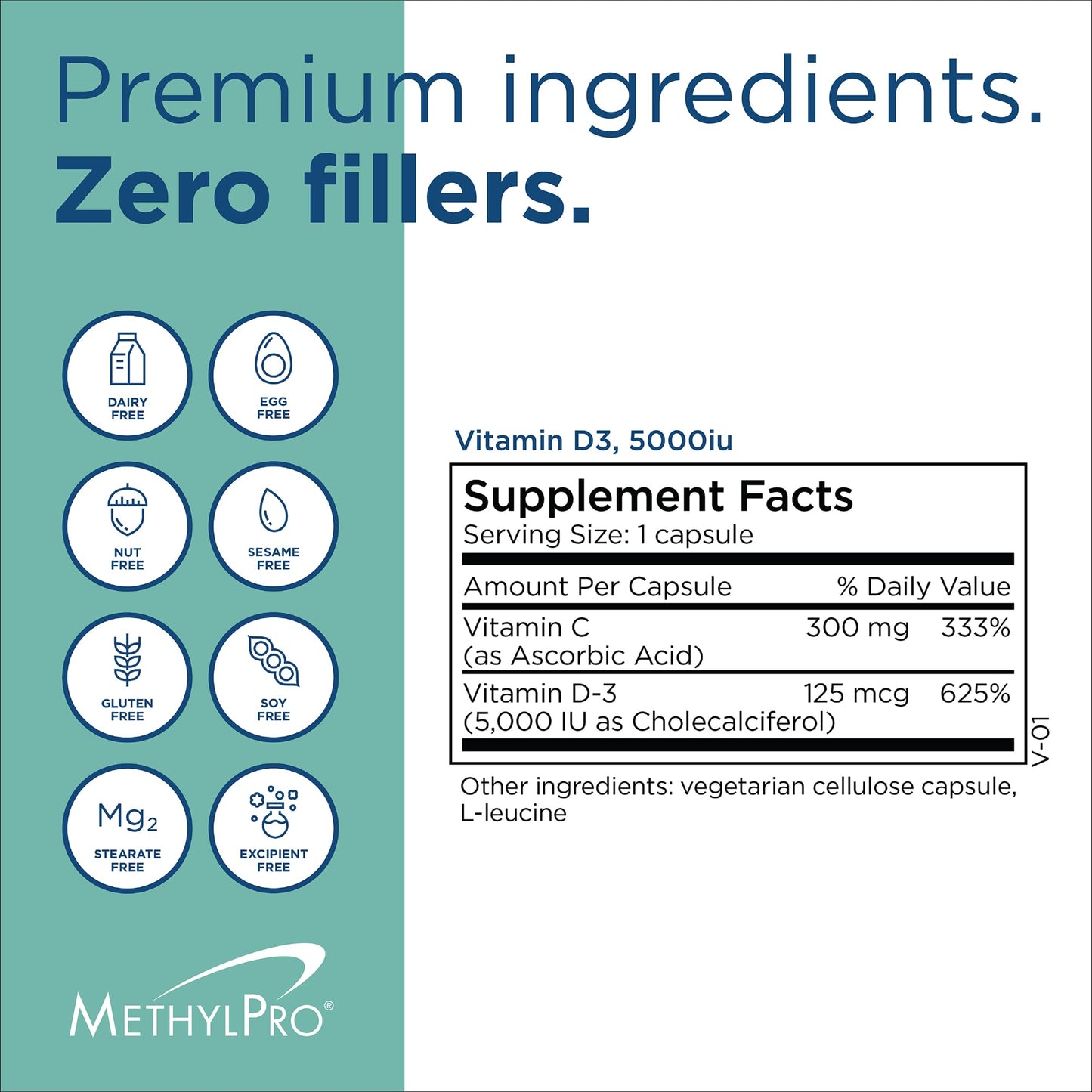 MethylPro Vitamin D3 5000 IU (125 mcg) Capsules, 90 Count